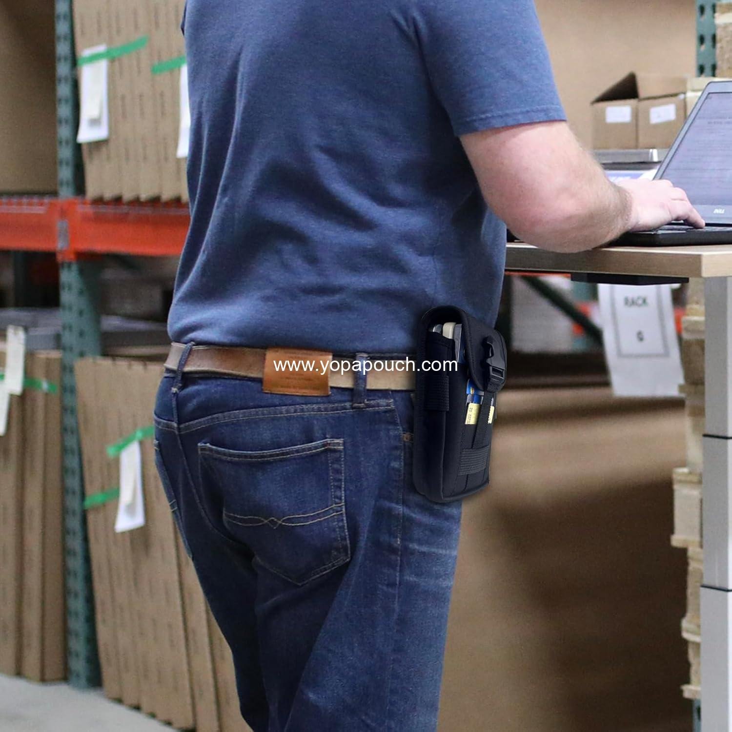 Wholesale Multi-Purpose Tactical Belt Pouch for Men, Dual Phone Case for Two Phones, Waist Pocket Holster for Work, Hiking, Camping, Barbecue, Rescue - Black, Manufacturer