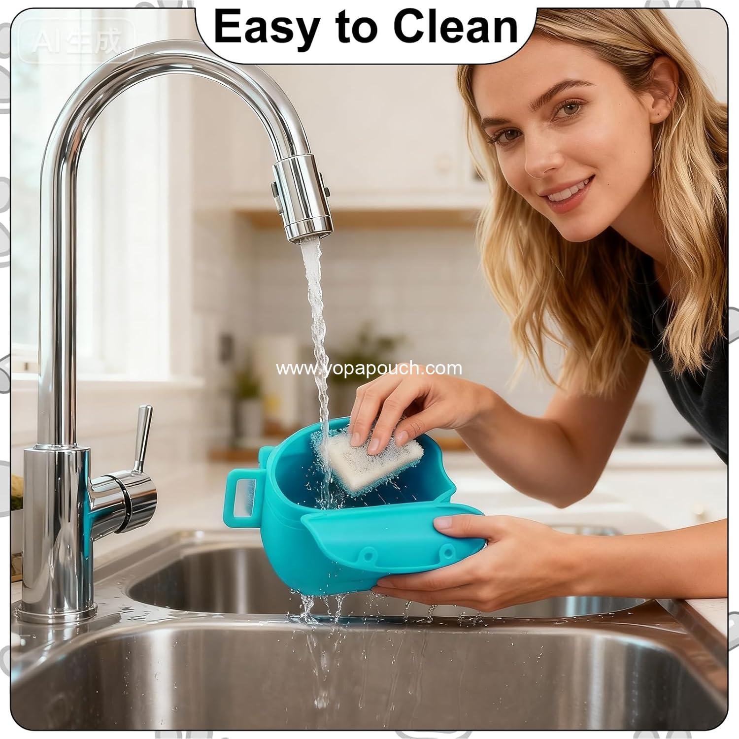 Wholesale Upgraded Dog Treat Pouch with Strong Magnetic Closure, 1.7 Cup Silicone Fanny Pack with Waist Belt for Dog Training and Walking (Blue) Supplier