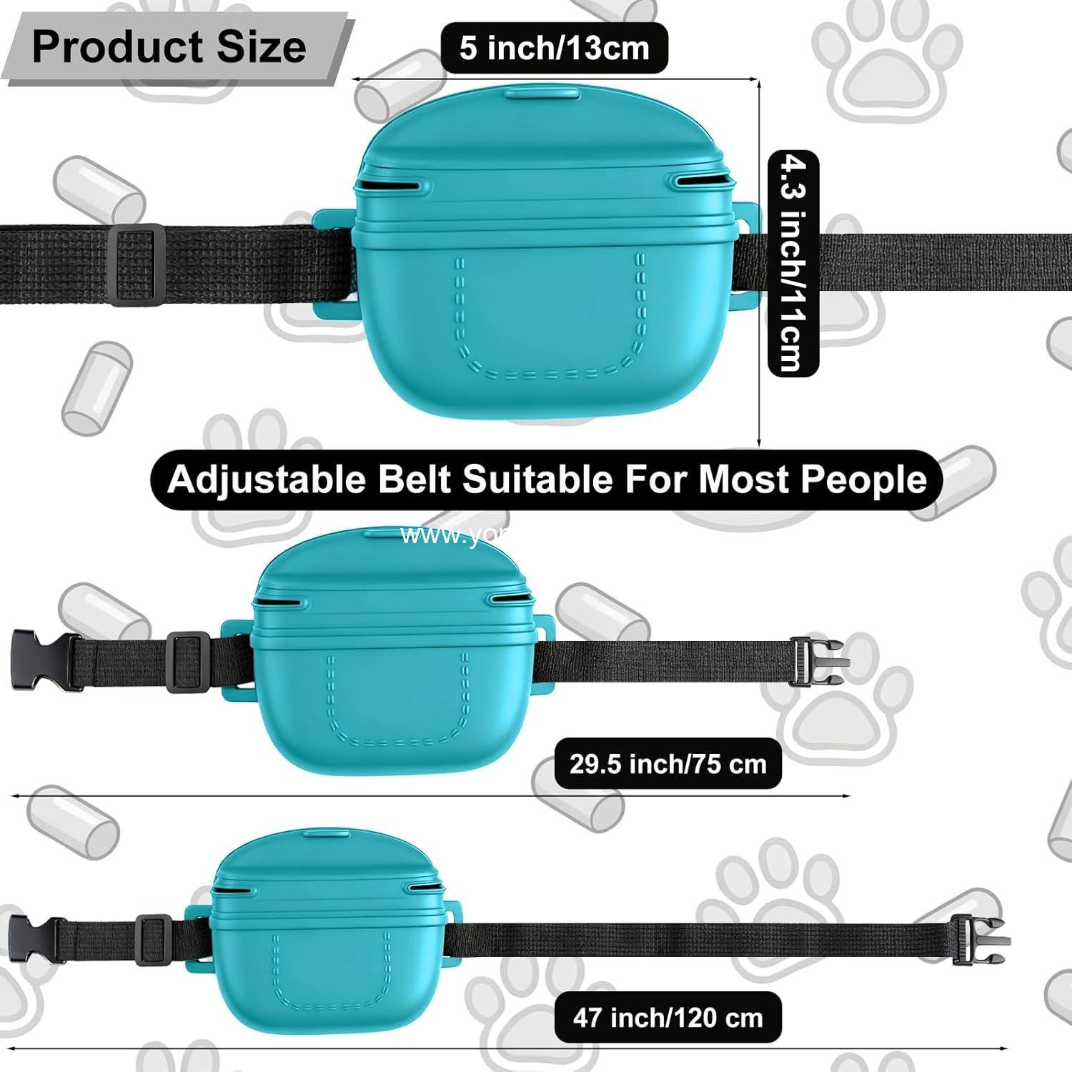 Wholesale Upgraded Dog Treat Pouch with Strong Magnetic Closure, 1.7 Cup Silicone Fanny Pack with Waist Belt for Dog Training and Walking (Blue) Supplier