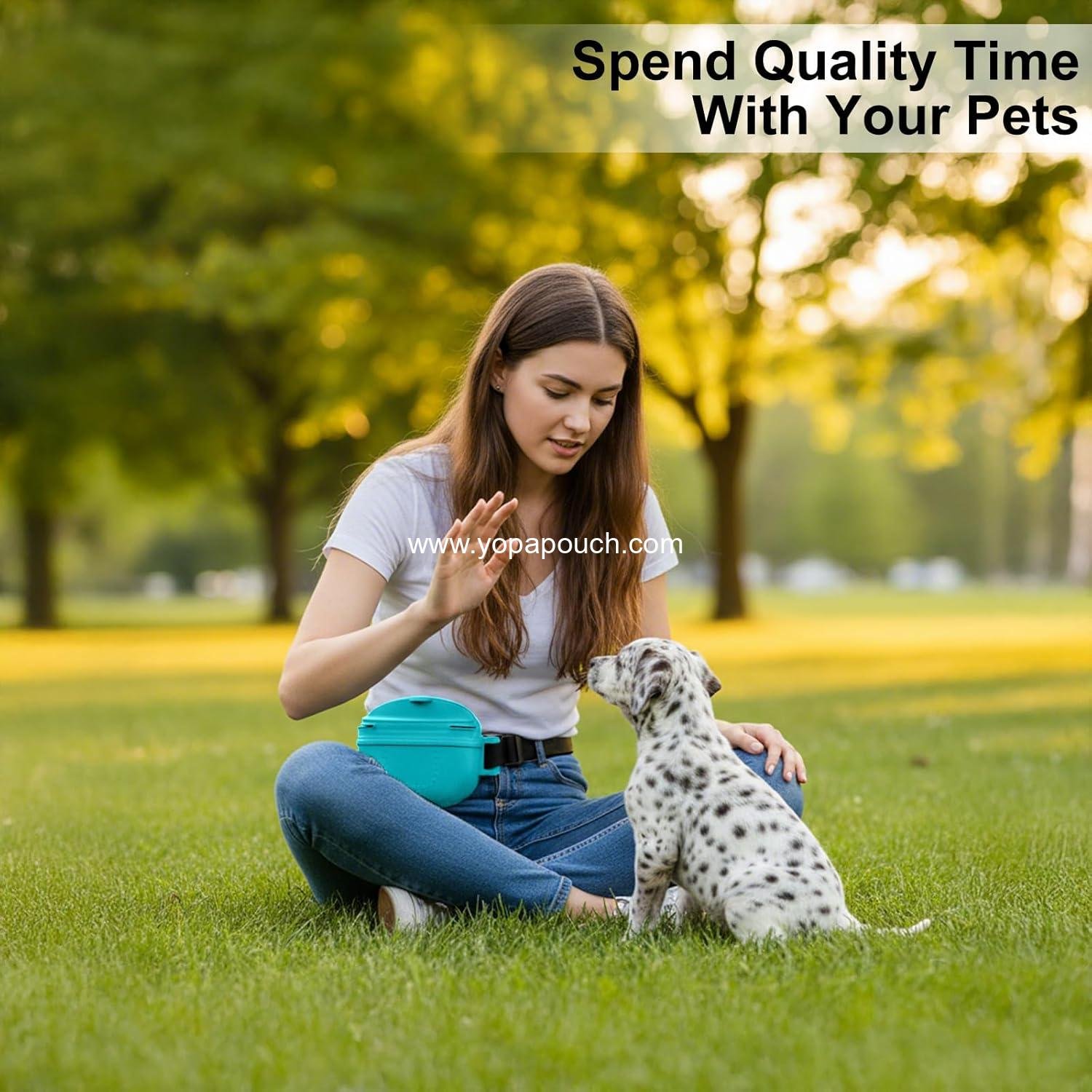 Wholesale Upgraded Dog Treat Pouch with Strong Magnetic Closure, 1.7 Cup Silicone Fanny Pack with Waist Belt for Dog Training and Walking (Blue) Supplier