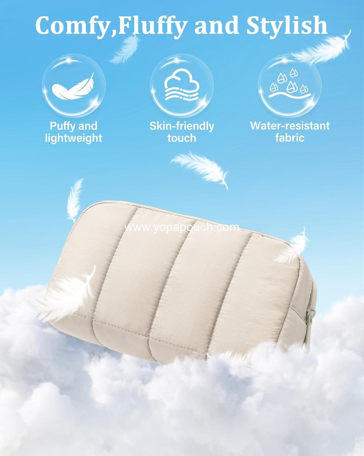 Wholesale Puffy Padded Makeup Bag Set - 2 Pcs Travel Toiletry Organizer for Women, Wide-Open Cosmetic Pouch, Essential Travel Case, Manufacturer