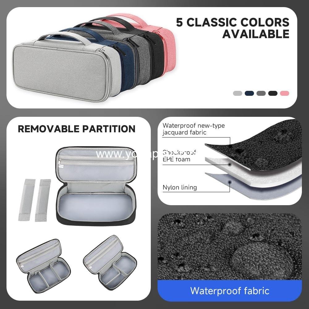 Wholesale Waterproof Portable Tech Accessories Organizer Case with Compartments for Cables, Phone, Chargers, Earphones, Black - Supplier