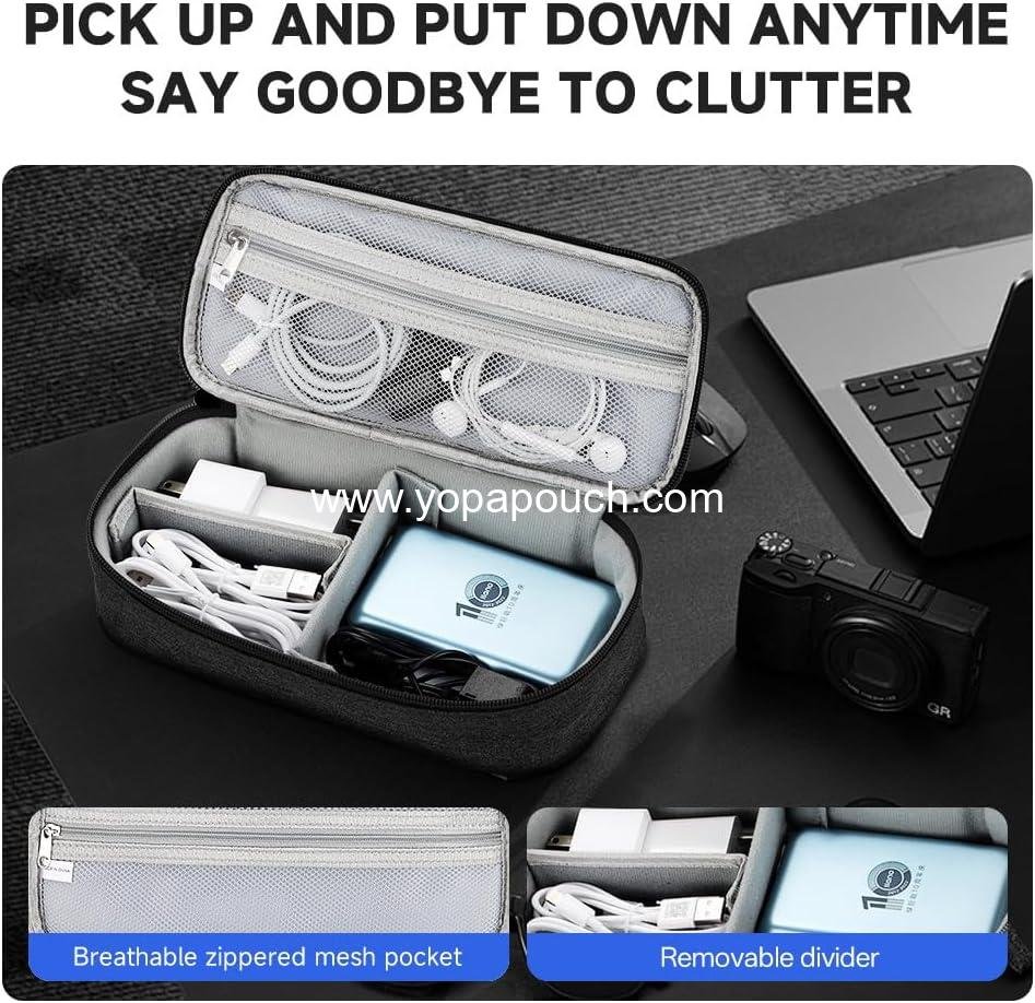 Wholesale Waterproof Portable Tech Accessories Organizer Case with Compartments for Cables, Phone, Chargers, Earphones, Black - Supplier