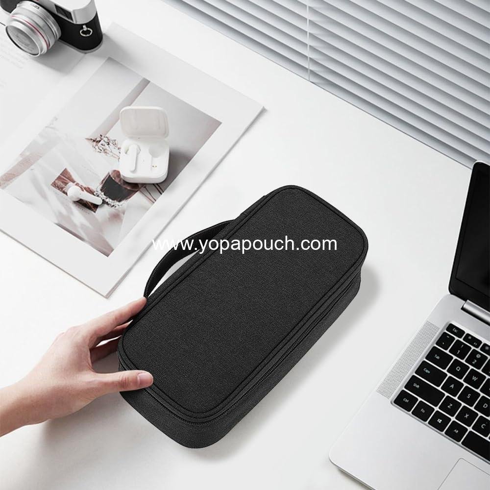 Wholesale Waterproof Portable Tech Accessories Organizer Case with Compartments for Cables, Phone, Chargers, Earphones, Black - Supplier