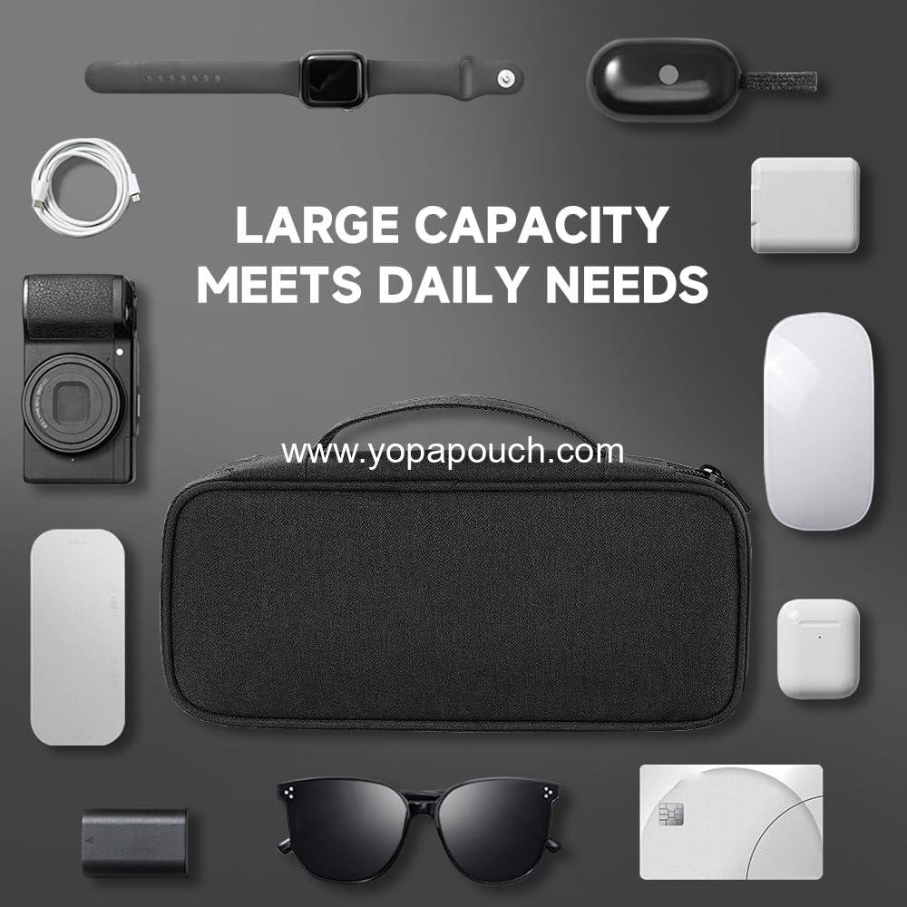 Wholesale Waterproof Portable Tech Accessories Organizer Case with Compartments for Cables, Phone, Chargers, Earphones, Black - Supplier