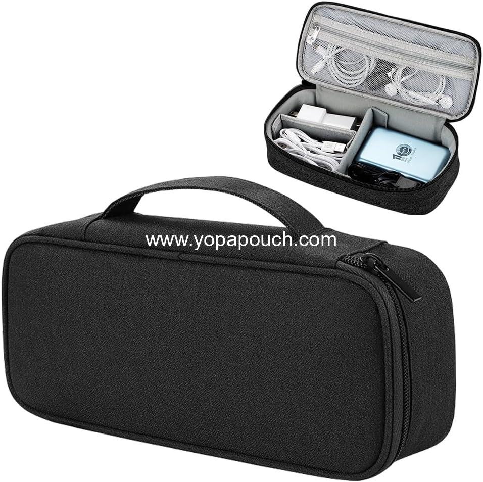 Wholesale Waterproof Portable Tech Accessories Organizer Case with Compartments for Cables, Phone, Chargers, Earphones, Black - Supplier