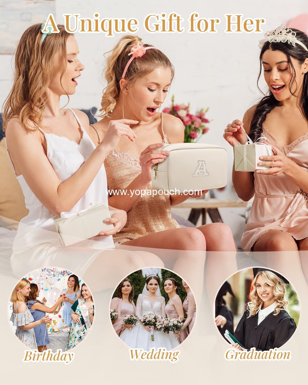 Wholesale Small Cosmetic Pouch Makeup Bag PU Leather Monogram Gifts for Teen Girls Women Preppy Stuff Supplier