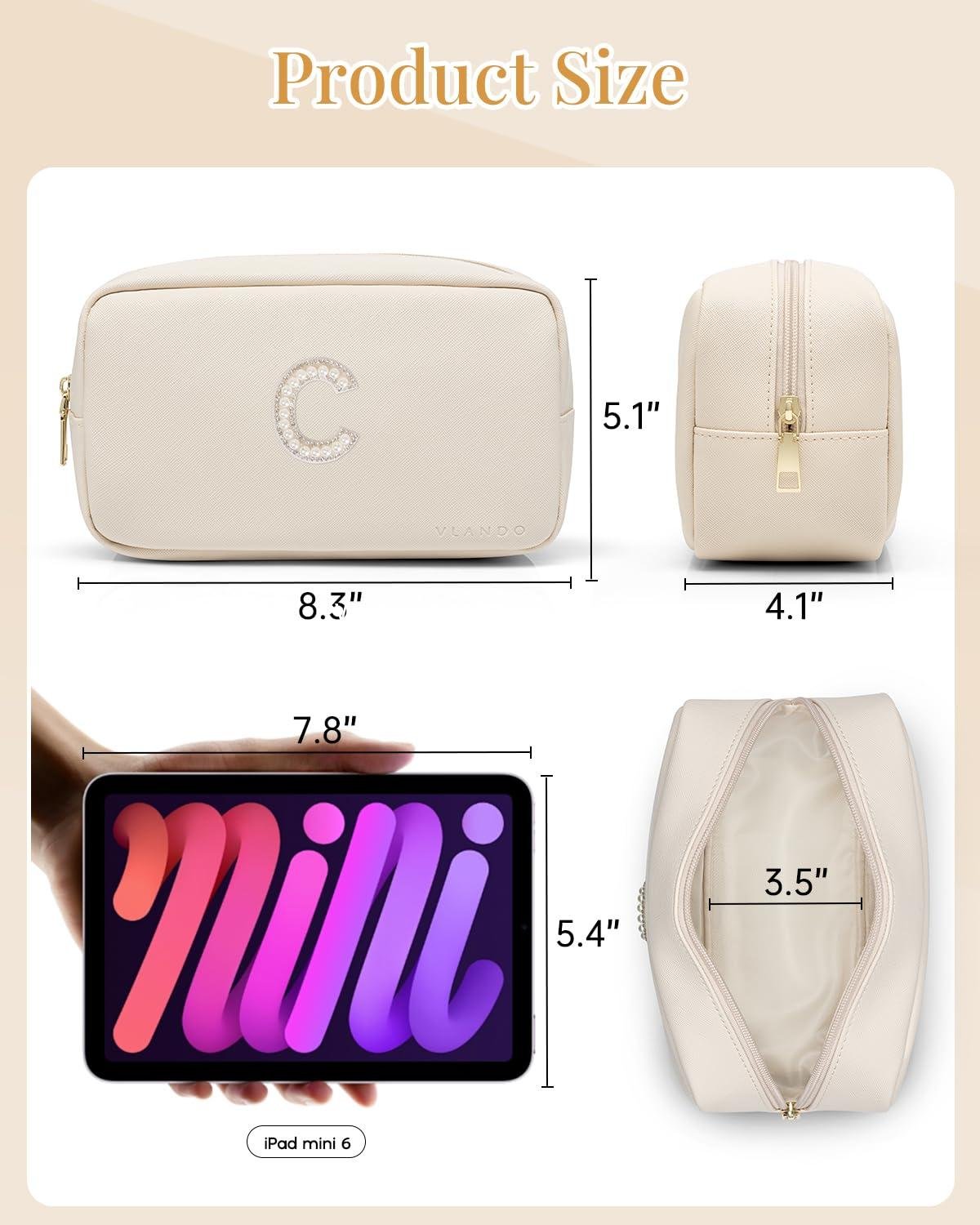 Wholesale Small Cosmetic Pouch Makeup Bag PU Leather Monogram Gifts for Teen Girls Women Preppy Stuff Supplier