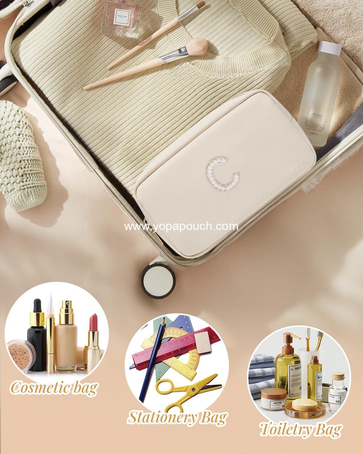 Wholesale Small Cosmetic Pouch Makeup Bag PU Leather Monogram Gifts for Teen Girls Women Preppy Stuff Supplier