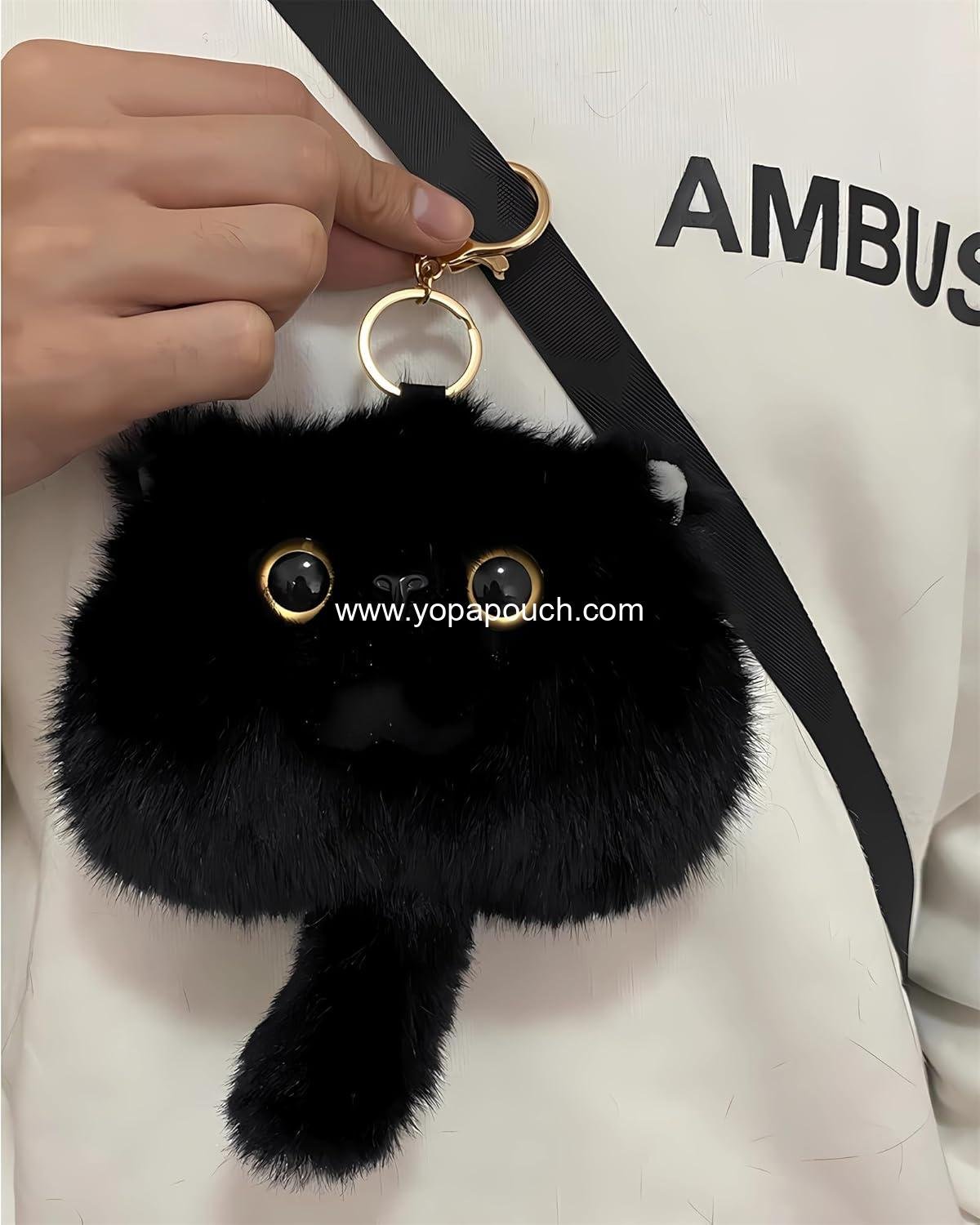 OEM Cute Cat Plush Coin Purse Keychain for Ladies Kawaii Car Keychain Plush Ornament Birthday Gift 15cm Supplier