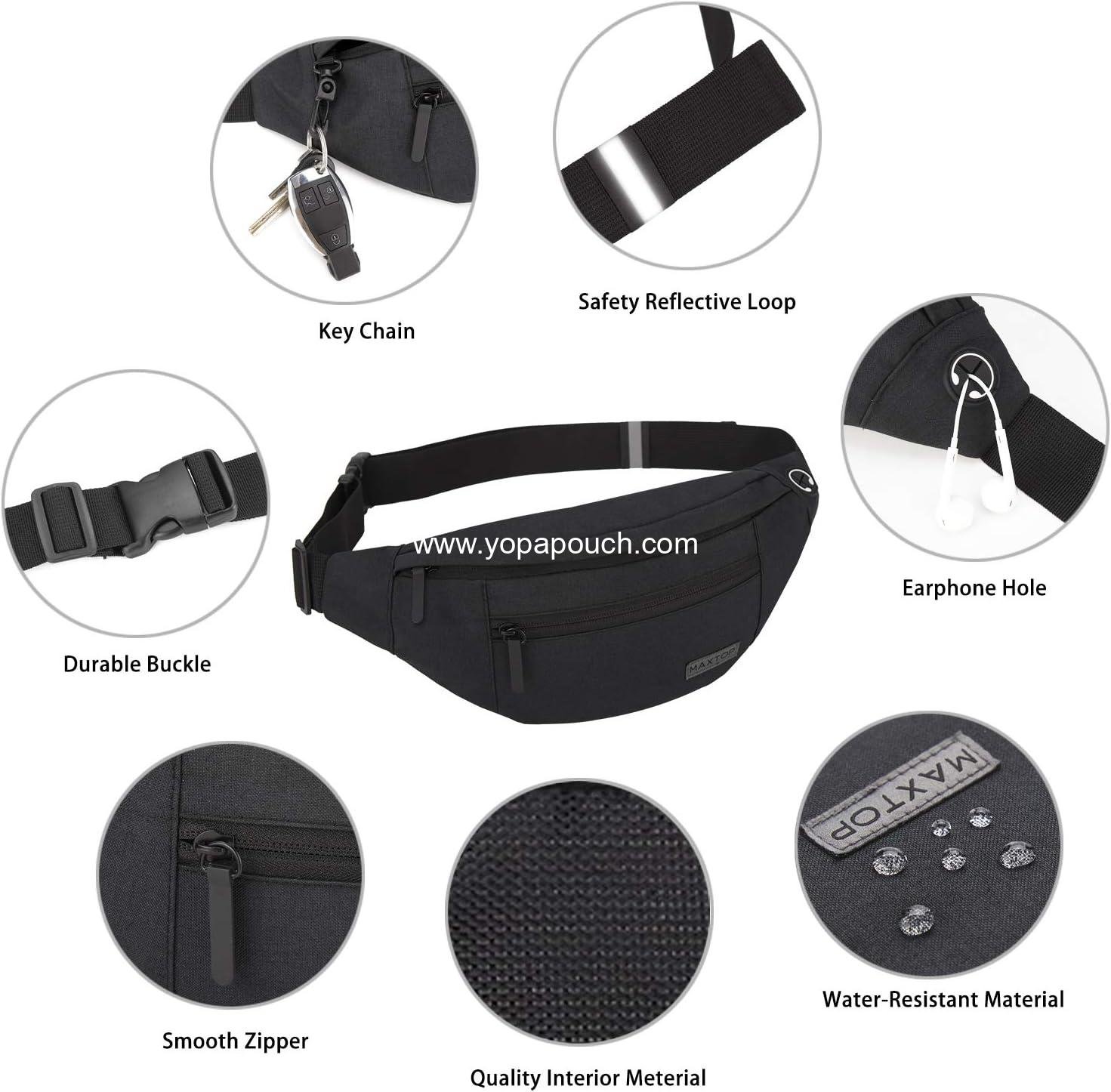 Wholesale Large Crossbody Fanny Pack with 4 Zipper Pockets for Sports, Workouts, Traveling, and Running - Hands-Free Waist Pack for All Phones, Casual Use, Supplier