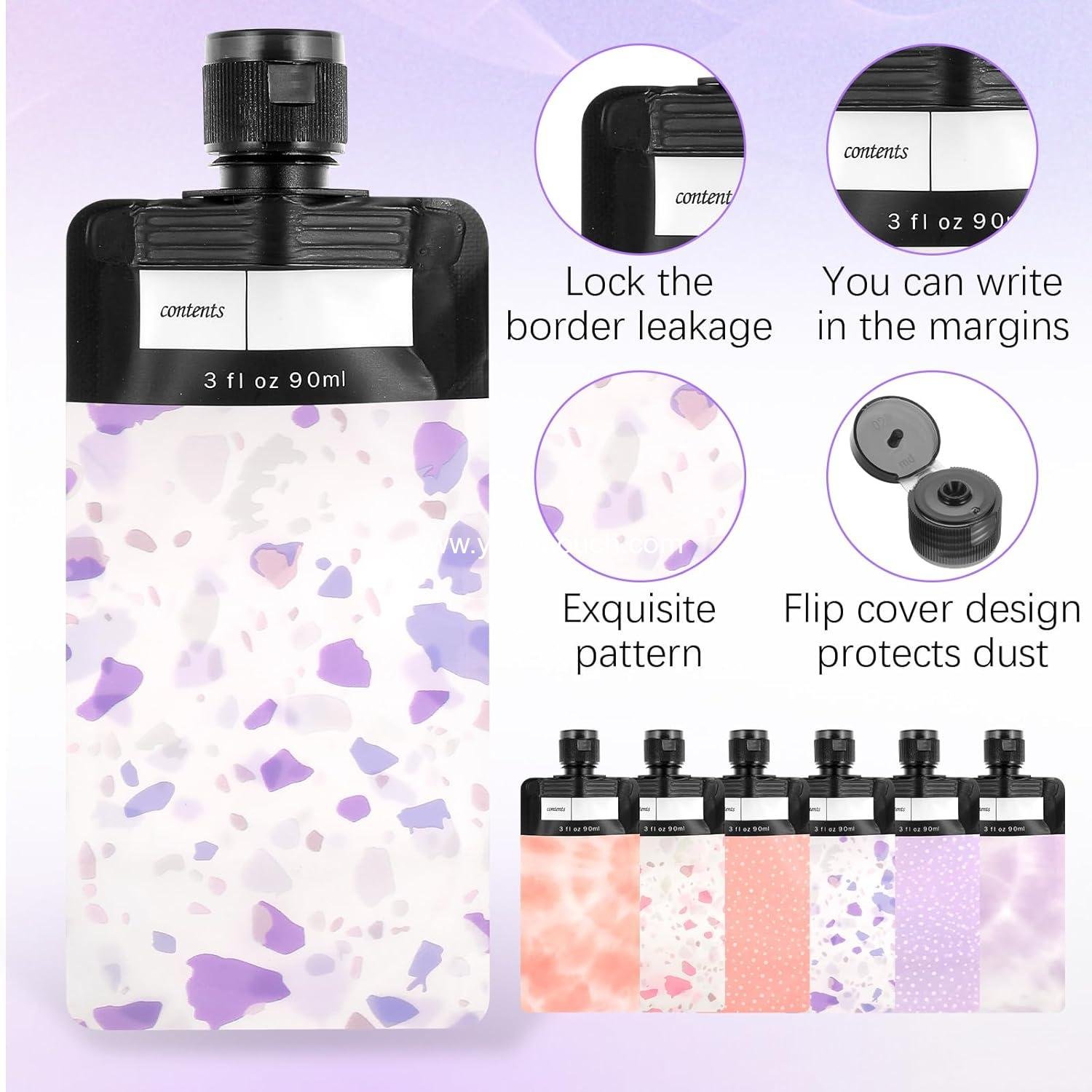 Wholesale 6 Pcs Travel Pouches for Toiletries, 3 oz Leak Proof Empty Squeeze Bottles TSA Approved Refillable for Liquids, Shampoo, Conditioner Travel Accessories Supplier