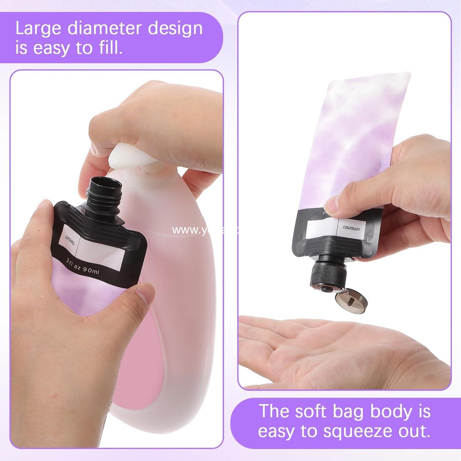 Wholesale 6 Pcs Travel Pouches for Toiletries, 3 oz Leak Proof Empty Squeeze Bottles TSA Approved Refillable for Liquids, Shampoo, Conditioner Travel Accessories Supplier