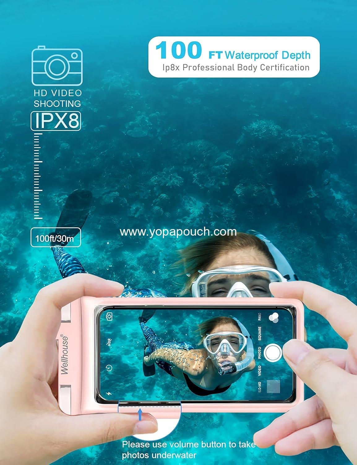 OEM Waterproof Phone Pouch, Waterproof Case for iPhone 16 15 14 13 12 Pro Max XS, Samsung, IPX8 3D Cellphone Dry Bag Beach Essentials, 7-inch (Pink) - Supplier