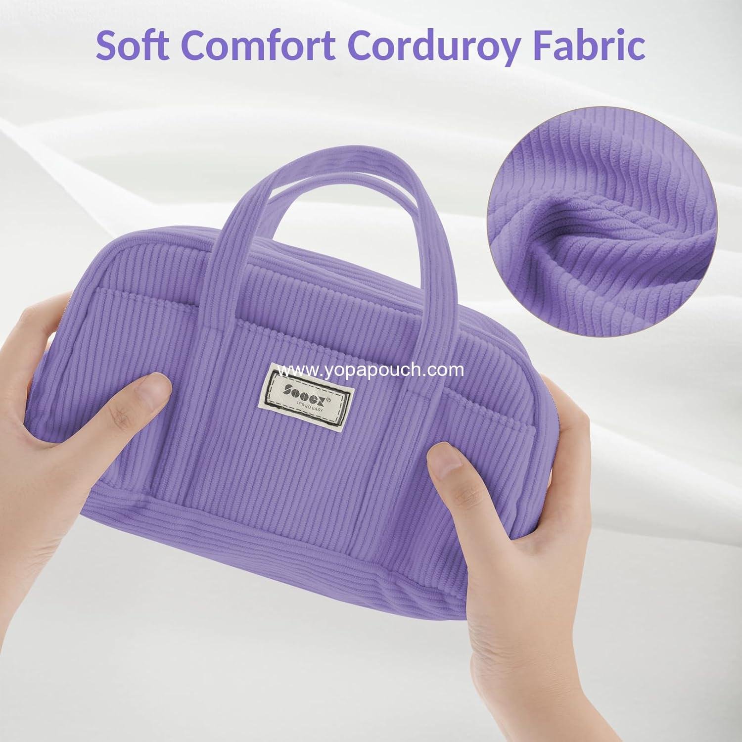 OEM Large Pencil Case Pouch, Extra Big 5-Compartment Organizer with Wide Opening, Soft Corduroy Zippered Pencil Bag, Cute Aesthetic School Supplies for Teen Girls - Purple Factory