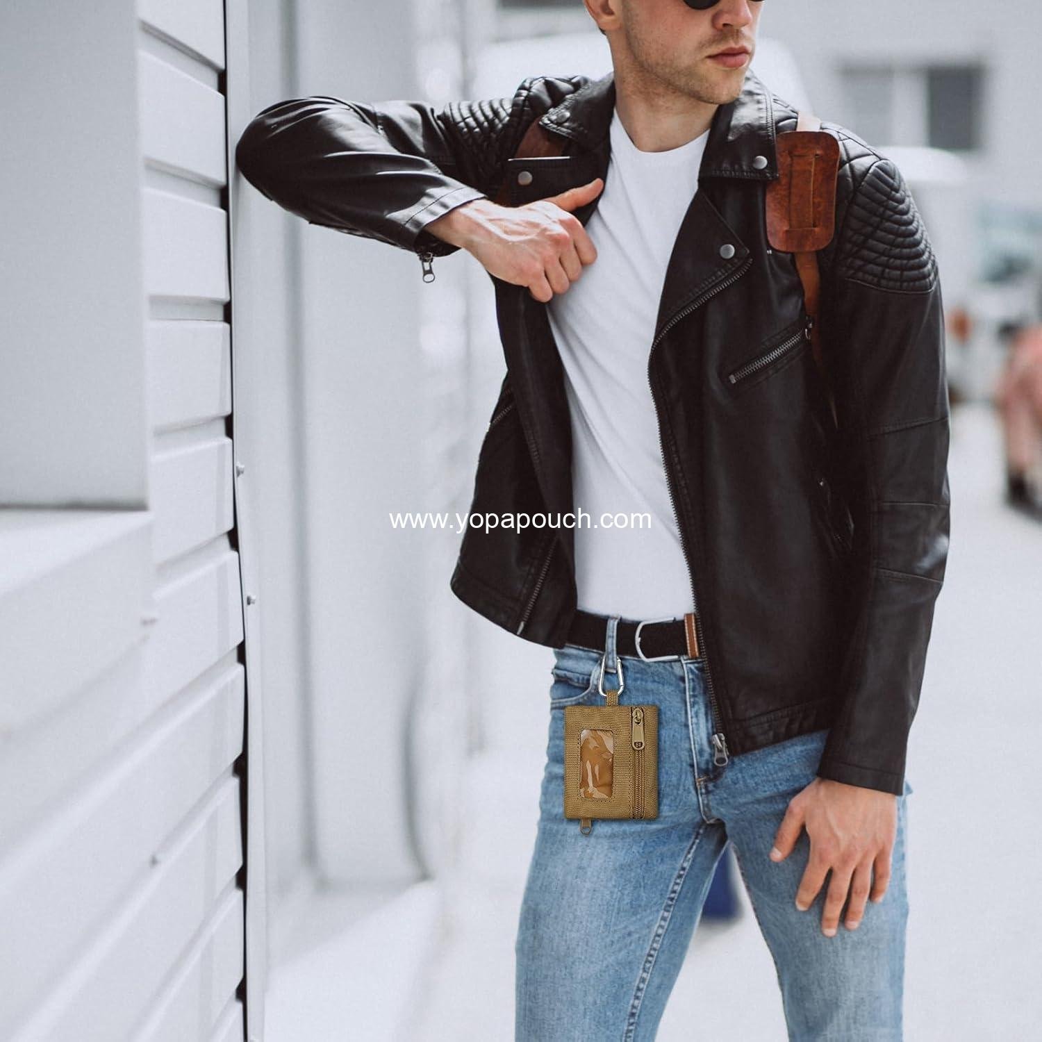 Wholesale Mini Molle Pouch Bag - Portable Tactical Wallet with Hook and ID Window, Suitable as Waist Bag or Credit Card Holder for Hiking and Traveling, OEM