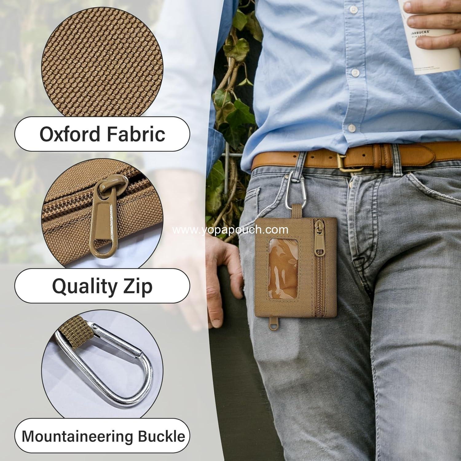 Wholesale Mini Molle Pouch Bag - Portable Tactical Wallet with Hook and ID Window, Suitable as Waist Bag or Credit Card Holder for Hiking and Traveling, OEM