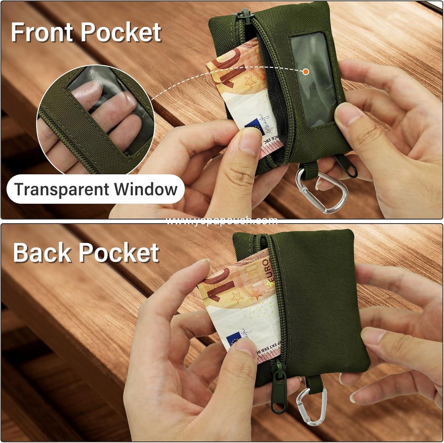 Wholesale Mini Molle Pouch Bag - Portable Tactical Wallet with Hook and ID Window, Suitable as Waist Bag or Credit Card Holder for Hiking and Traveling, OEM