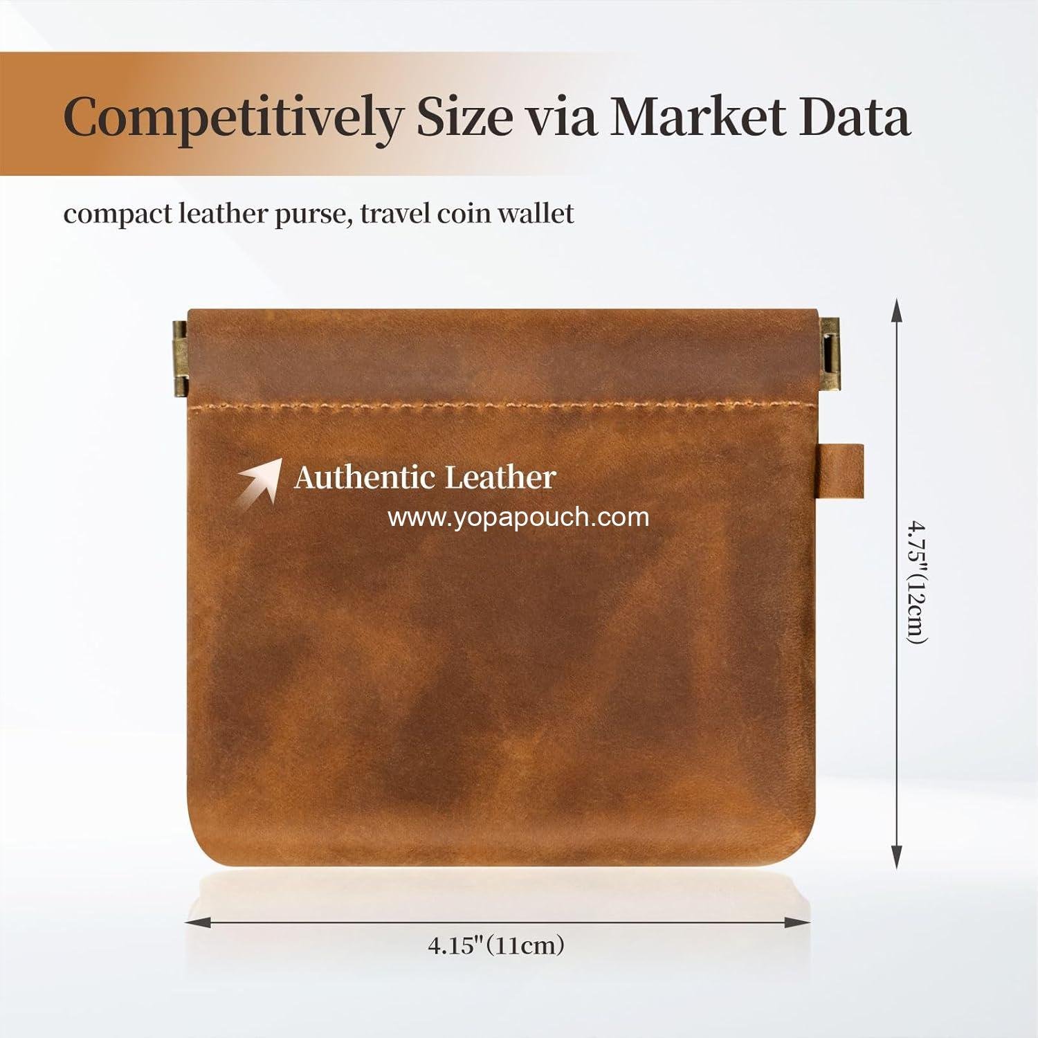 Wholesale Leather Coin Purse with Wristlet - Aesthetic Coin Pouch with Dual Interlayer, Card and Change Holder, Easy Clip On Squeeze Wallet, Handmade Genuine Leather for Men/Women - Supplier