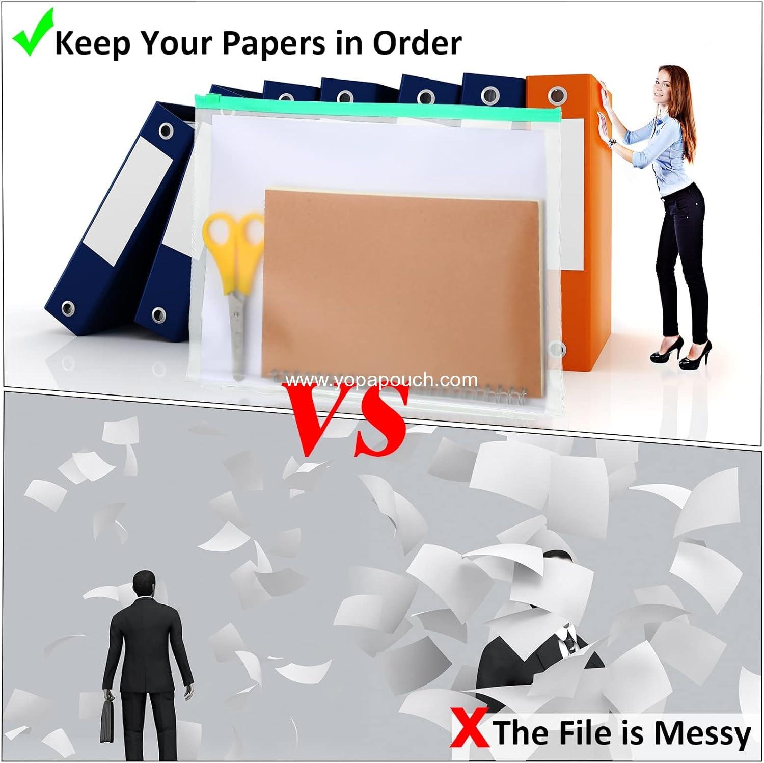 Wholesale 40 Pieces 3 Hole Zipper Pouch A4 Binder Pockets Waterproof PVC Document Filing Bags (Colorful) - Supplier