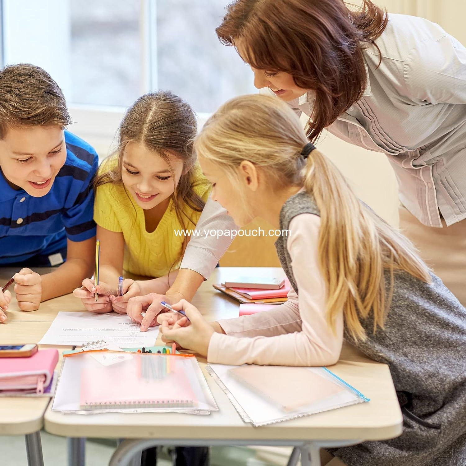 Wholesale 40 Pieces 3 Hole Zipper Pouch A4 Binder Pockets Waterproof PVC Document Filing Bags (Colorful) - Supplier