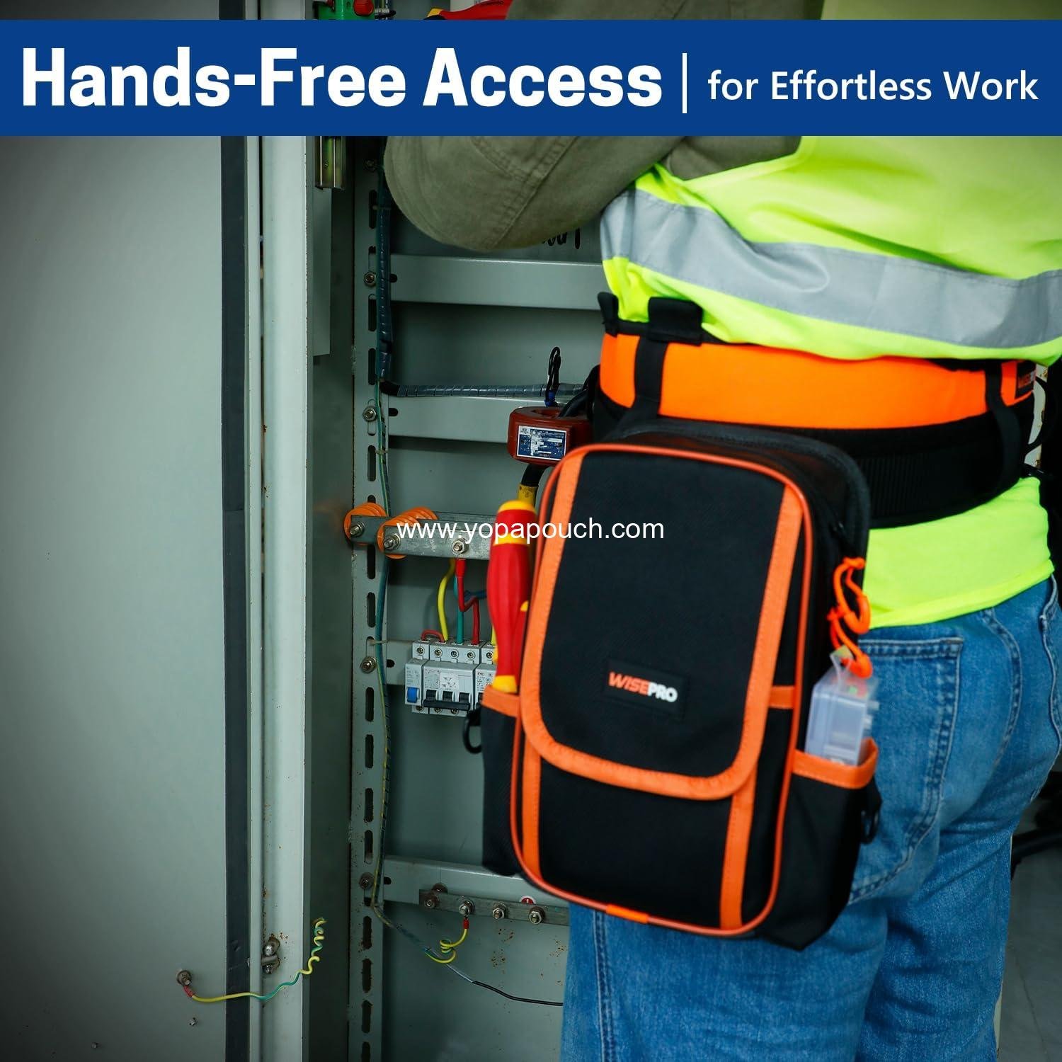 Wholesale Zippered Electricians Tool Pouch, 1680D Technician Tool Bag with Handle for Electrician, Carpenter, Mechanical Supplier