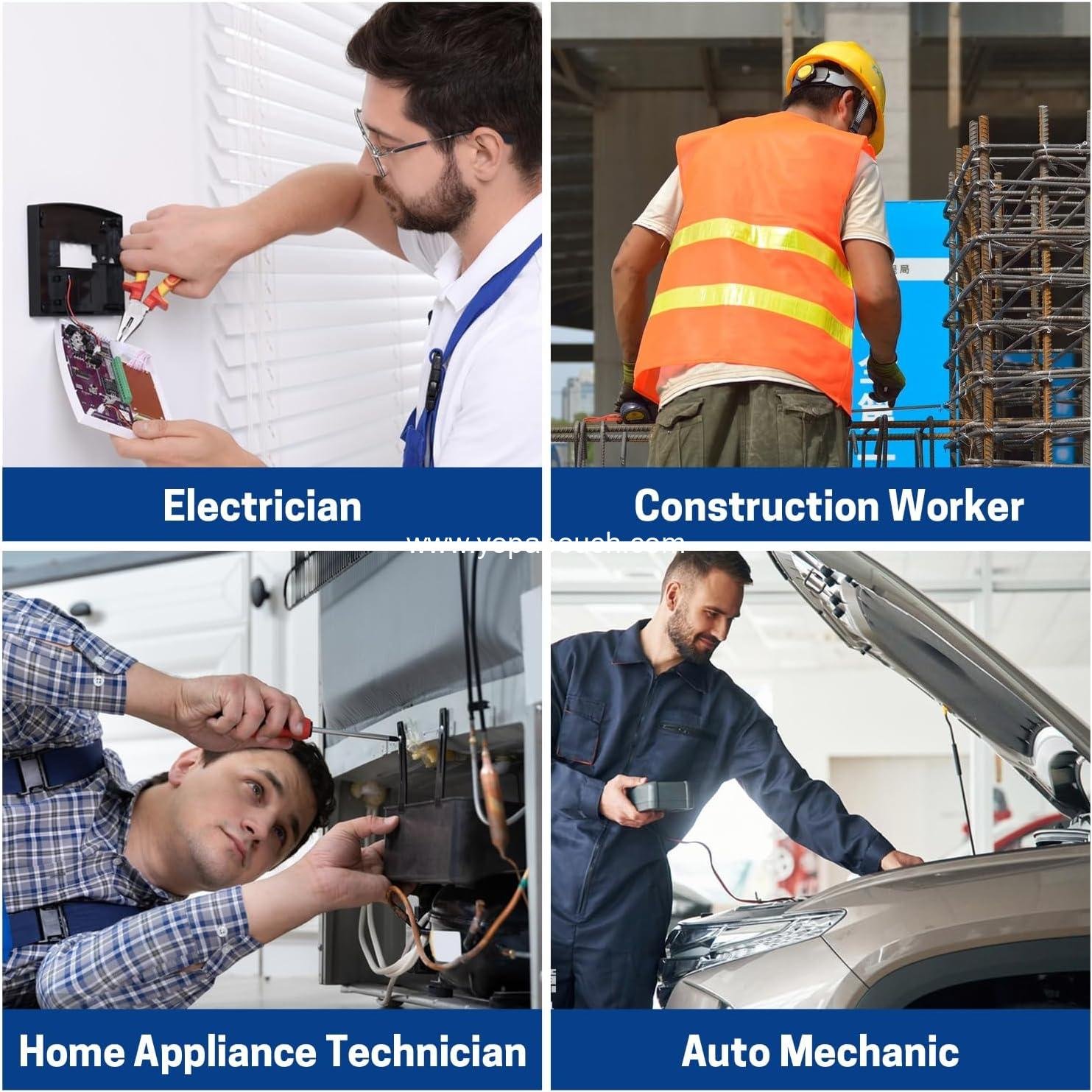 Wholesale Zippered Electricians Tool Pouch, 1680D Technician Tool Bag with Handle for Electrician, Carpenter, Mechanical Supplier