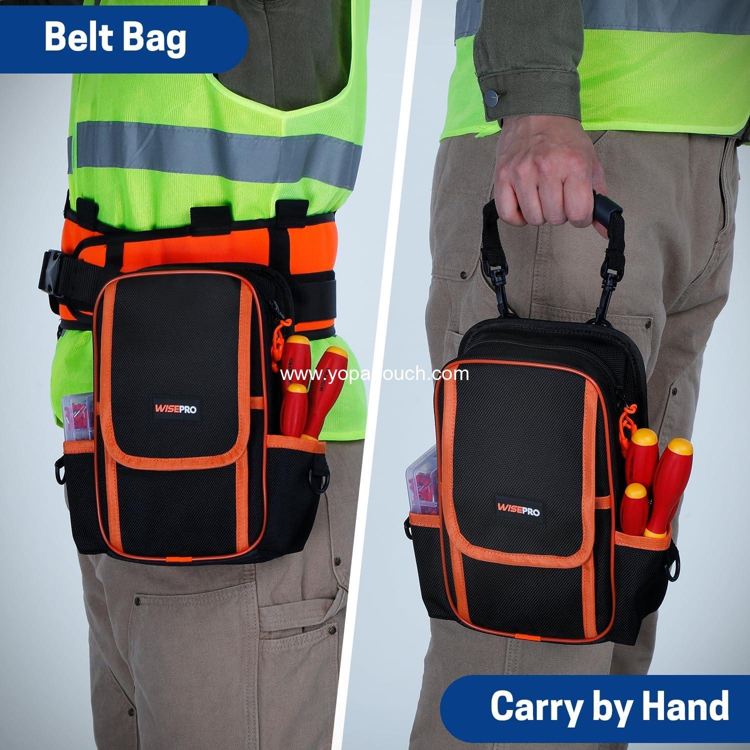 Wholesale Zippered Electricians Tool Pouch, 1680D Technician Tool Bag with Handle for Electrician, Carpenter, Mechanical Supplier