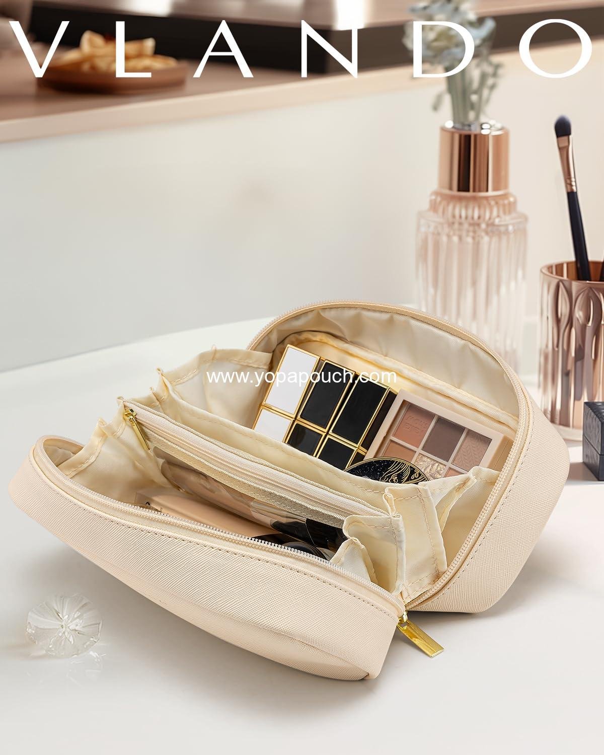 OEM Small Makeup Bag Travel Organizer Pouch Valentines Gifts for Women Purse Toiletry Skincare Bag - White Supplier