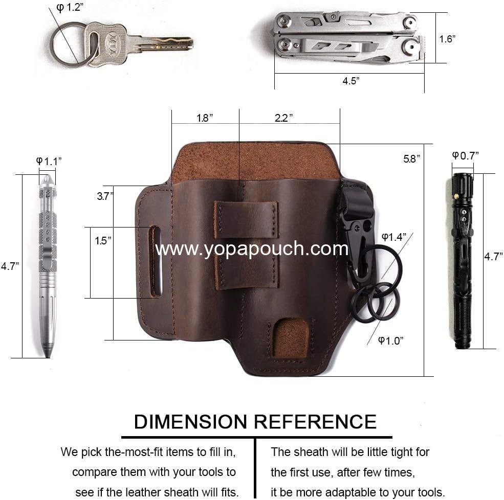 Wholesale EDC Leather Belt Organizer, Multitool Pouch with Flashlight and Pen Holders, Keychain Clip for Practical Use, ODM Supplier