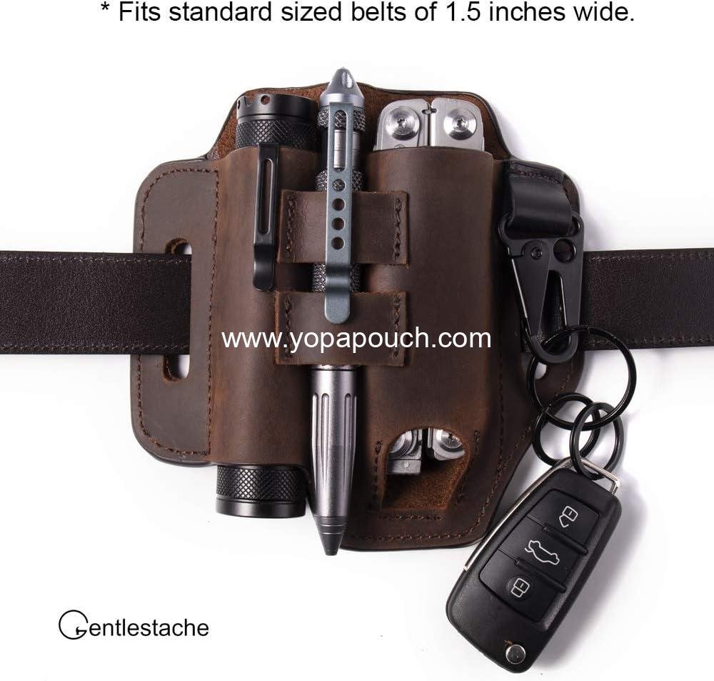 Wholesale EDC Leather Belt Organizer, Multitool Pouch with Flashlight and Pen Holders, Keychain Clip for Practical Use, ODM Supplier