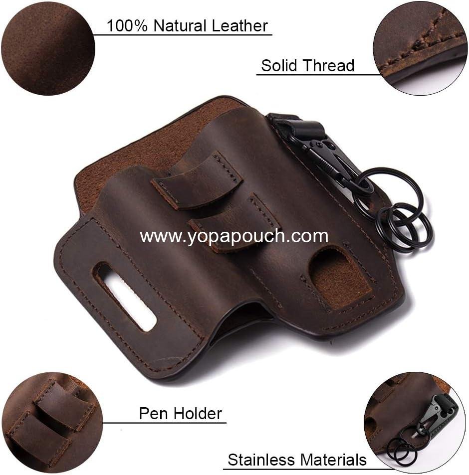 Wholesale EDC Leather Belt Organizer, Multitool Pouch with Flashlight and Pen Holders, Keychain Clip for Practical Use, ODM Supplier