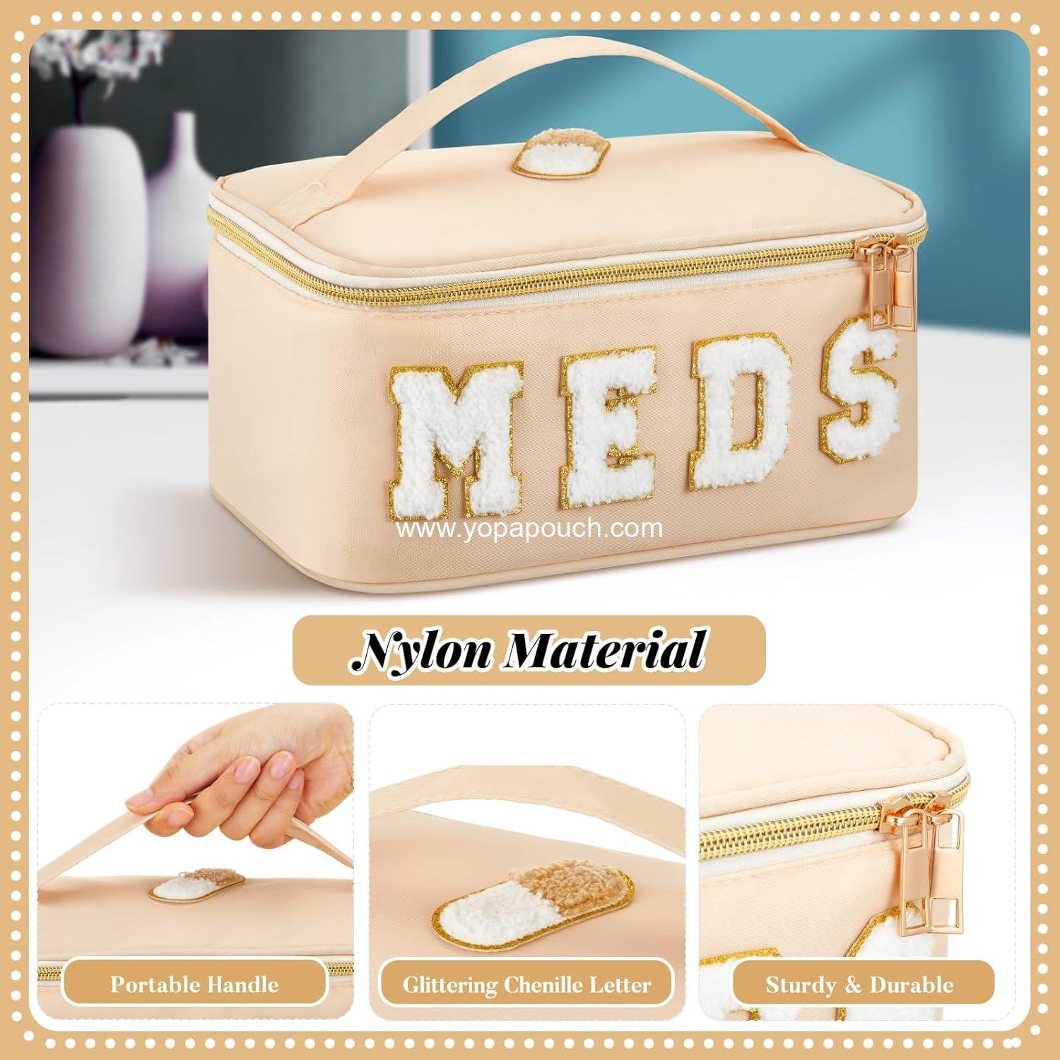 Wholesale Clear Makeup Bag with Chenille Letter - Travel Cosmetic Toiletry Case, Portable Zipper Storage for Women (Meds, Cream) - Factory