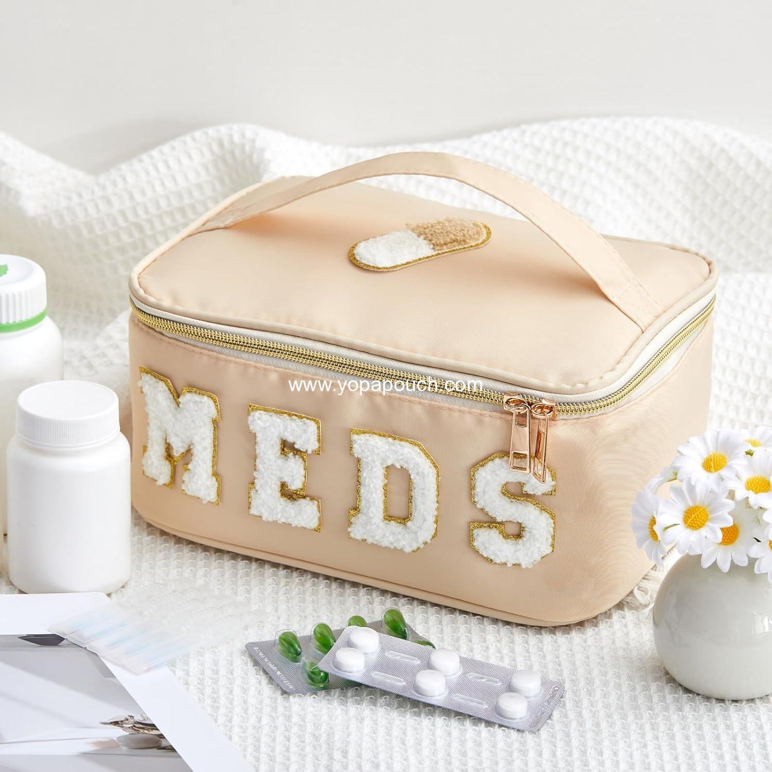 Wholesale Clear Makeup Bag with Chenille Letter - Travel Cosmetic Toiletry Case, Portable Zipper Storage for Women (Meds, Cream) - Factory