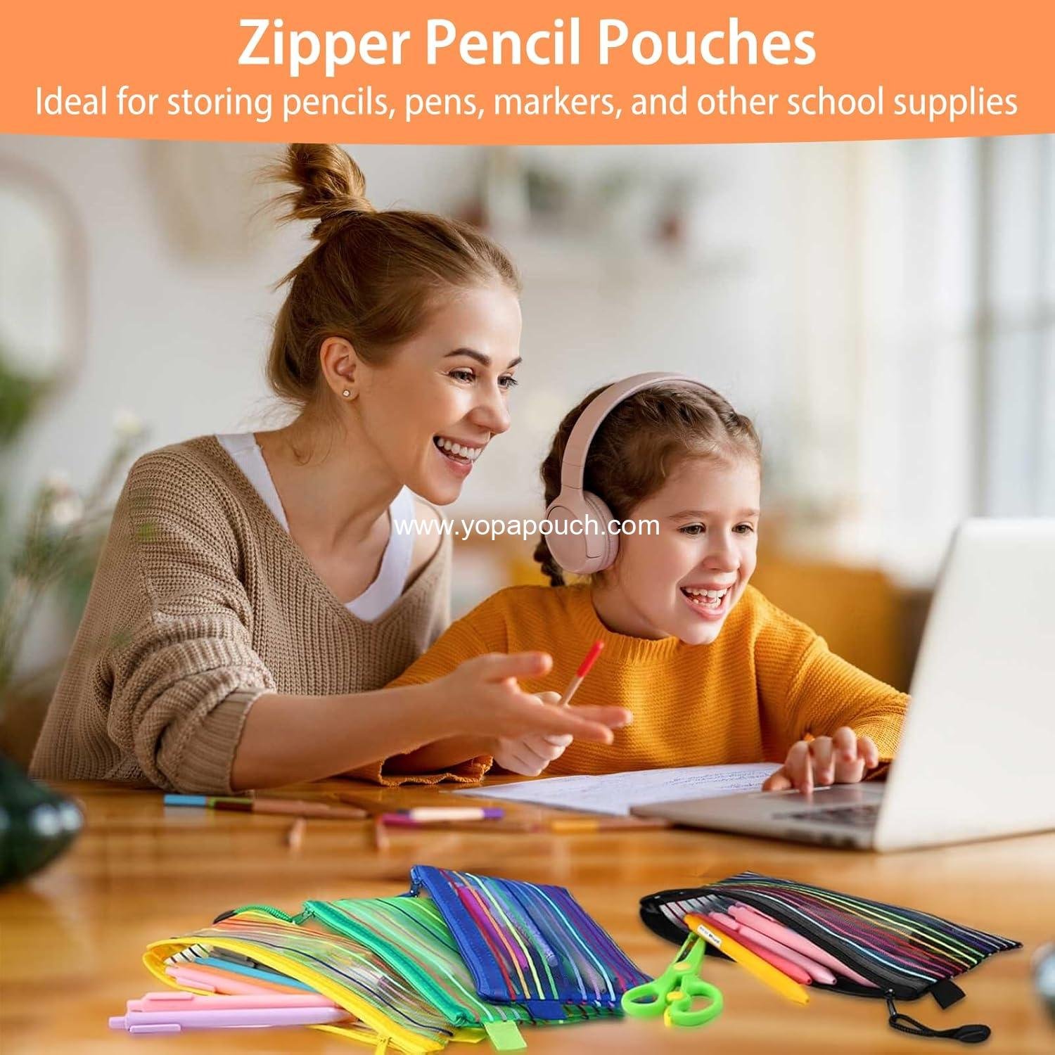 Wholesale 40 Pack Mesh Zipper Pouch Bags, 10 Color Small Pencil and Makeup Bags for Bulk Storage, Organizing Home and Office Supplies - Manufacturer