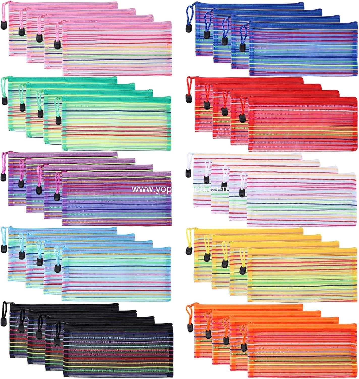 Wholesale 40 Pack Mesh Zipper Pouch Bags, 10 Color Small Pencil and Makeup Bags for Bulk Storage, Organizing Home and Office Supplies - Manufacturer