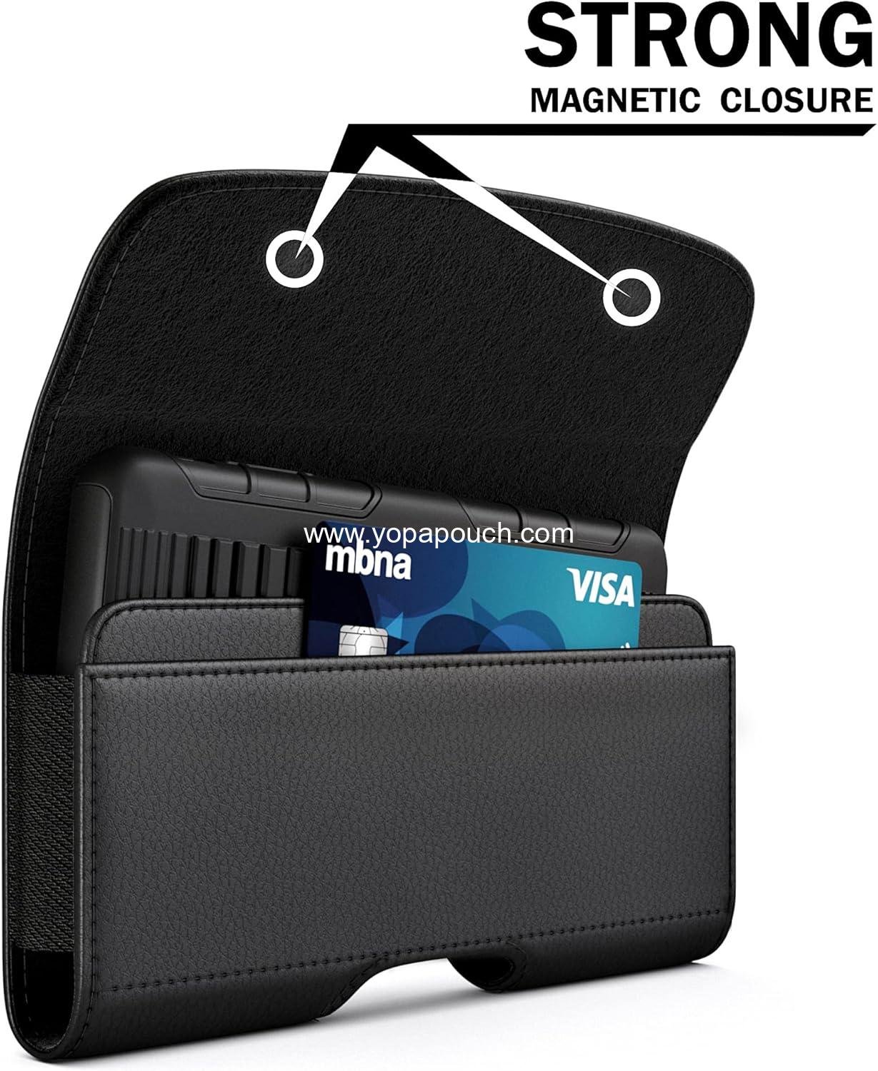 Wholesale Case for Large iPhone Plus, Pro Max 16 15 14 13 12 11, Samsung Galaxy S25+ S24+ S23+ S22+ S21+, Cell Phone Belt Holster Clip with ID Card Holder Pouch, Fits Otterbox Case - Black, Supplier