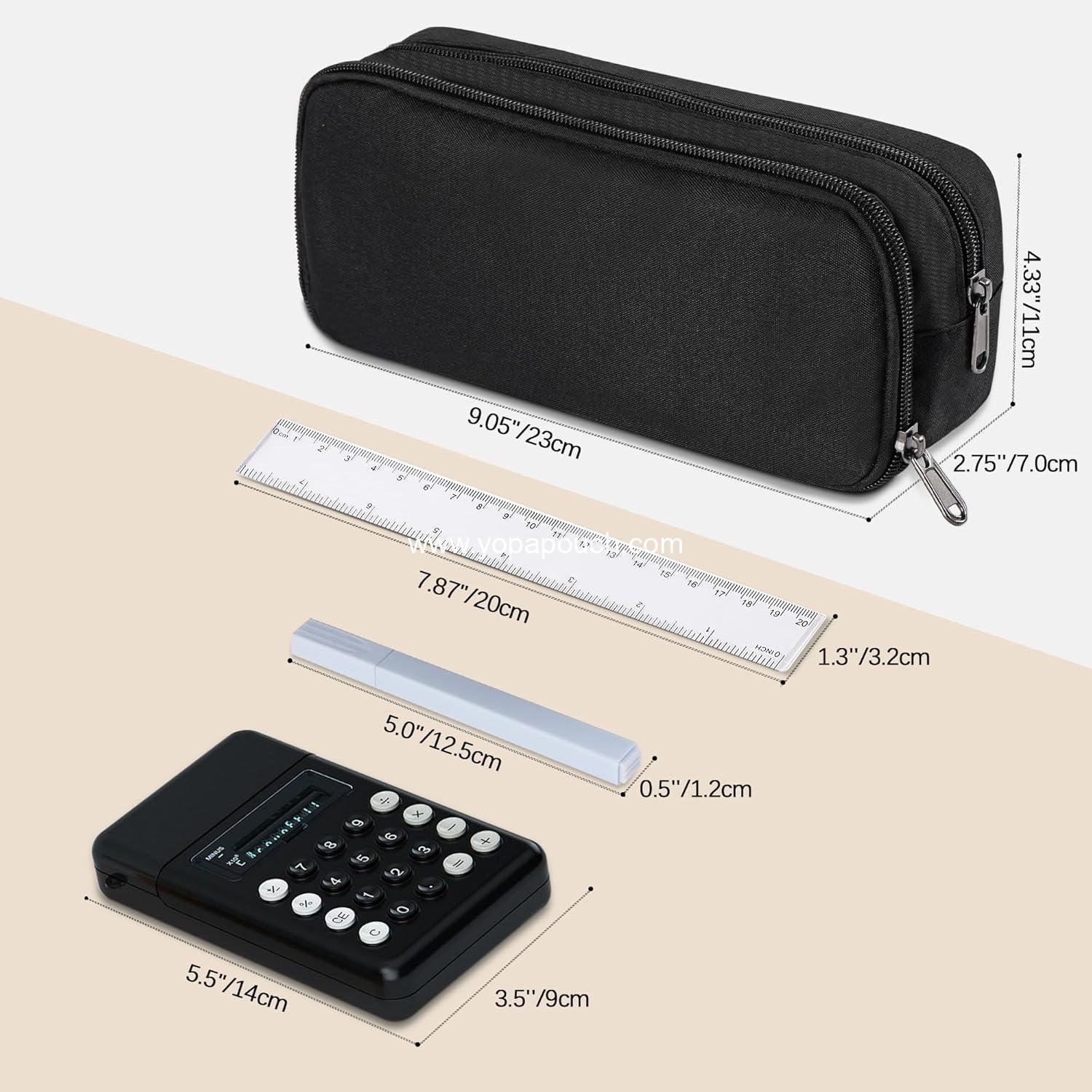 Wholesale Large Capacity 2 Compartment Pencil Case for Boys and Girls, Oxford Cloth Pen Pouch for Teens, Back to School Supplies (Black) Supplier