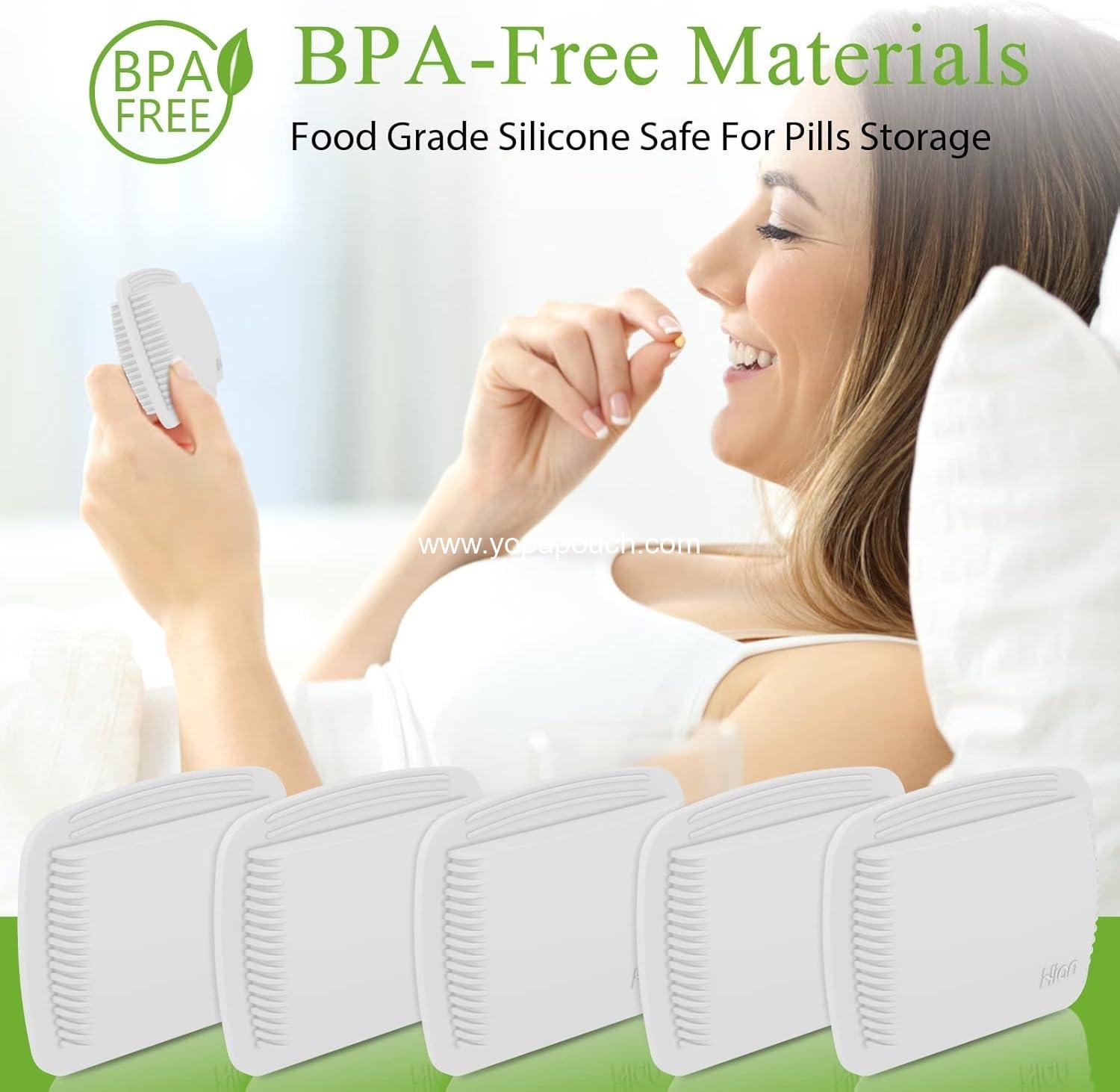 Wholesale 4 Pieces Pill Organizer Reusable Pocket Case Portable Silicone Pill Pouch Small Box Container for Medication, Vitamins, and Tablets (White) - Manufacturer