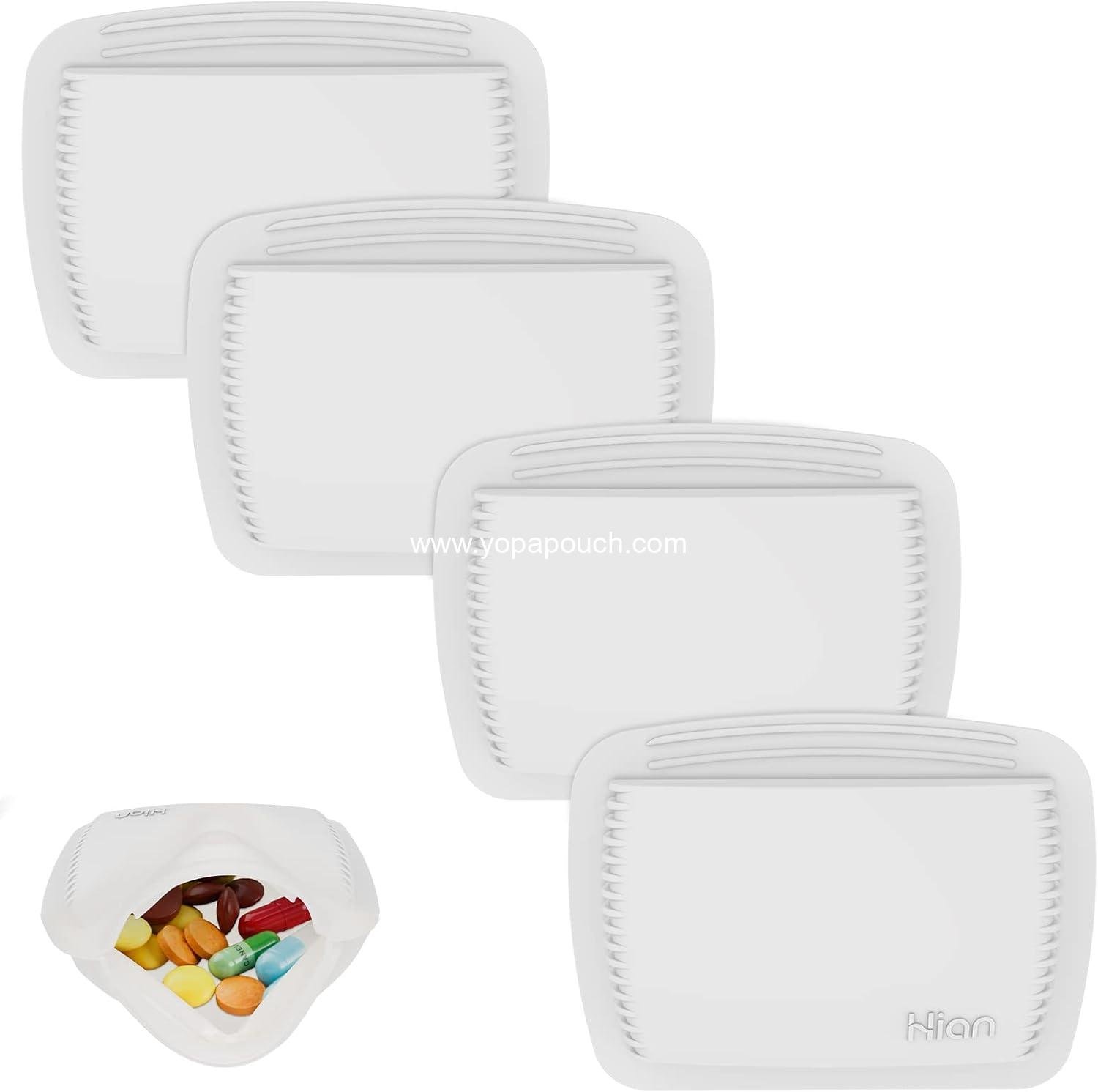 Wholesale 4 Pieces Pill Organizer Reusable Pocket Case Portable Silicone Pill Pouch Small Box Container for Medication, Vitamins, and Tablets (White) - Manufacturer