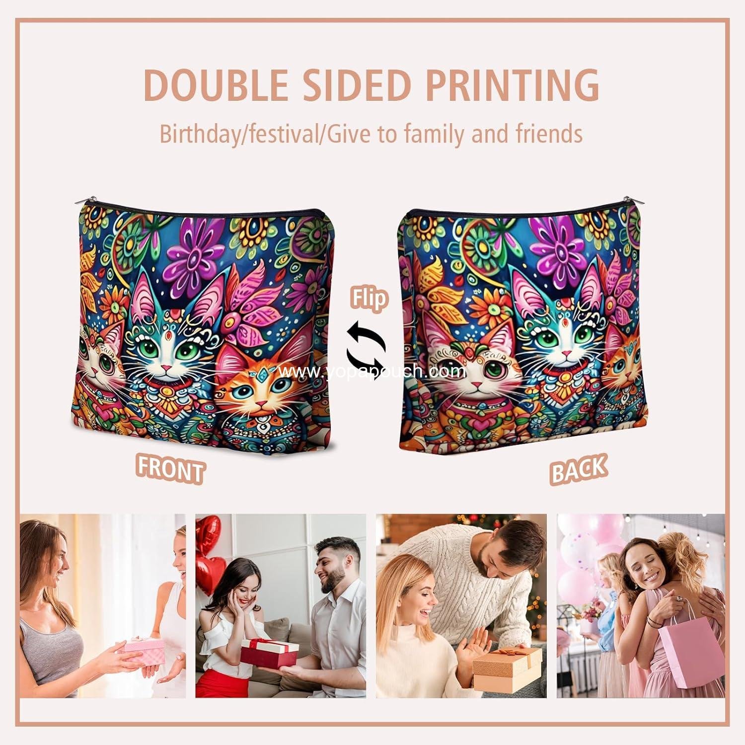 Wholesale Bohemian Cat Makeup Bag: Cute Boho Cats Cosmetic & Toiletry Organizer Pouch for Daughters, Sisters, Friends, Teen Girls & Women - Perfect Gift for Travel, Birthdays & Christmas Supplier