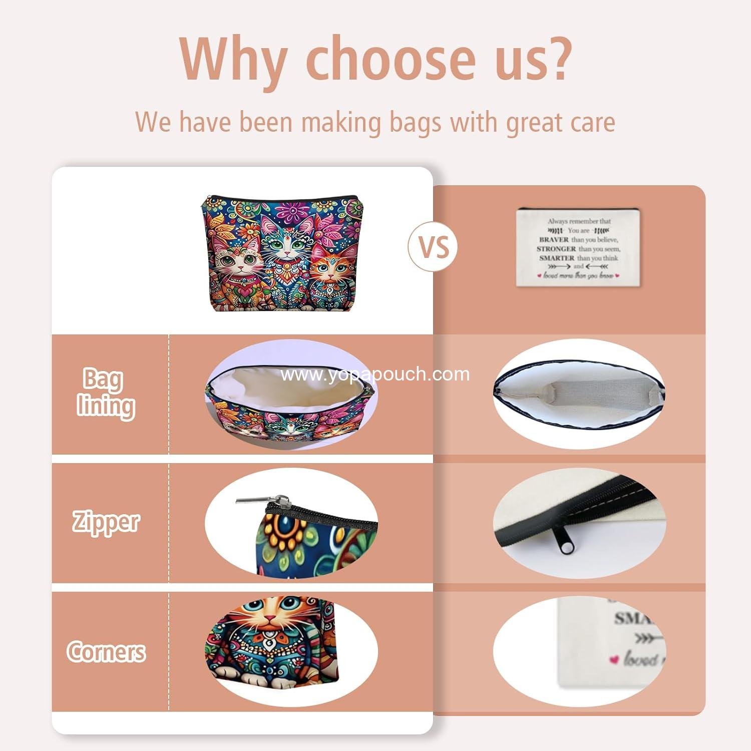 Wholesale Bohemian Cat Makeup Bag: Cute Boho Cats Cosmetic & Toiletry Organizer Pouch for Daughters, Sisters, Friends, Teen Girls & Women - Perfect Gift for Travel, Birthdays & Christmas Supplier