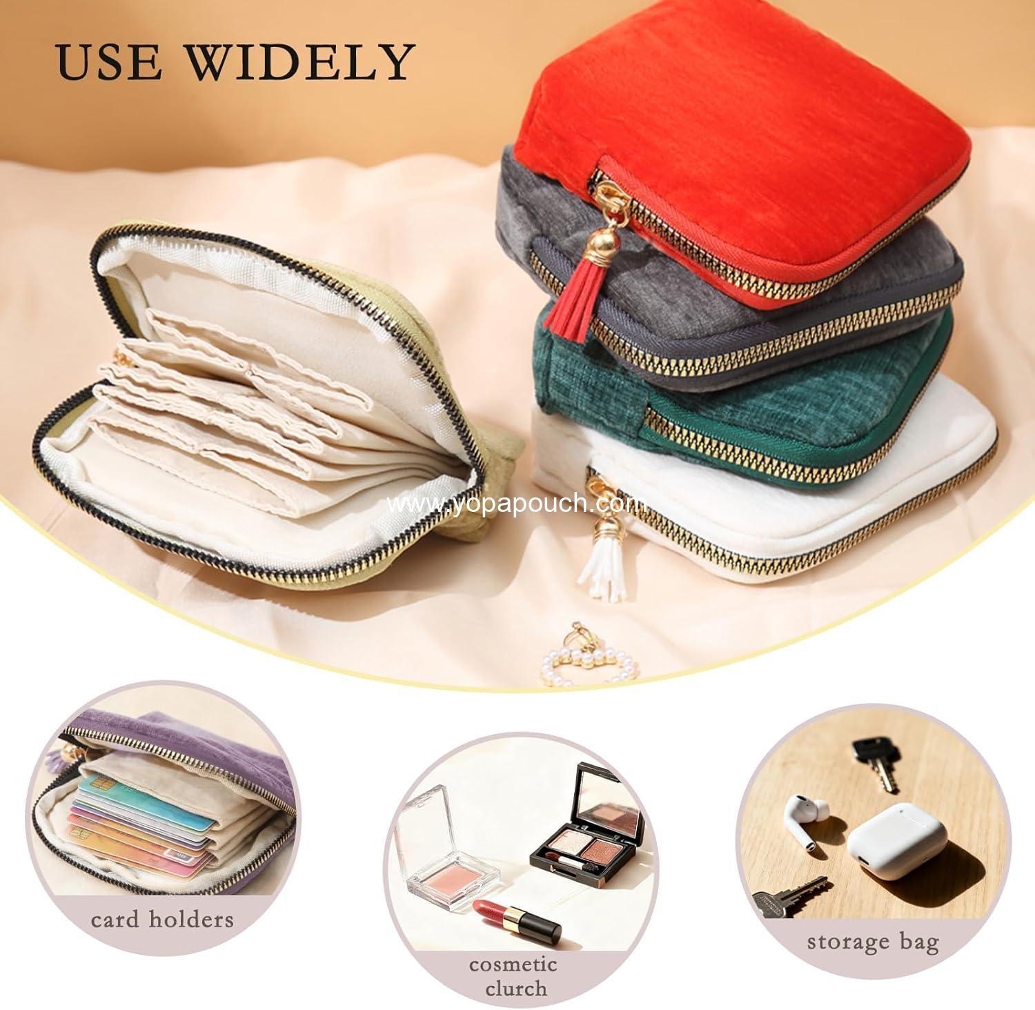 Wholesale Mini Travel Jewelry Organizer, Small Velvet Case with Tassel Zipper for Earrings, Bracelets, and Rings (Purple) - Supplier