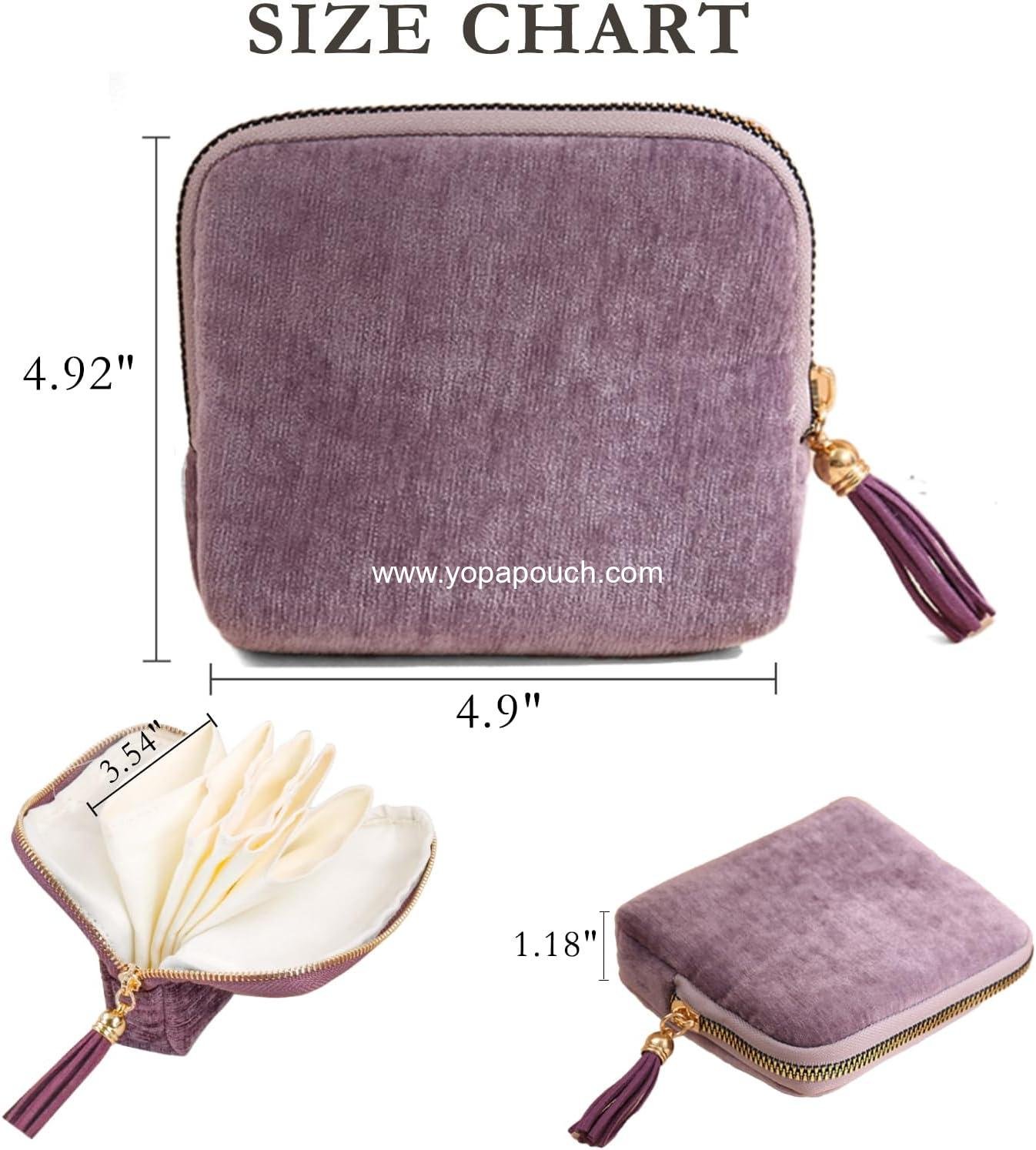 Wholesale Mini Travel Jewelry Organizer, Small Velvet Case with Tassel Zipper for Earrings, Bracelets, and Rings (Purple) - Supplier