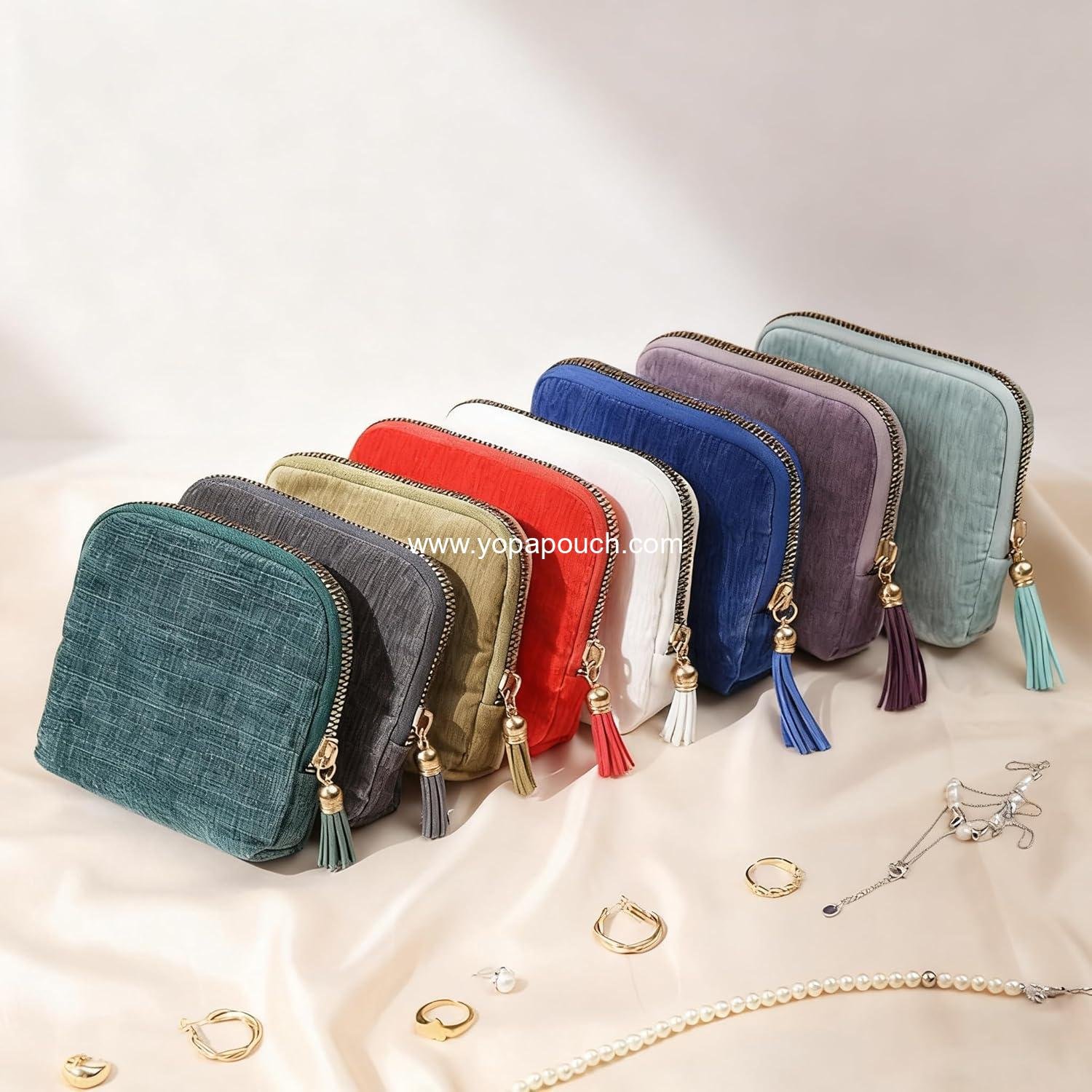 Wholesale Mini Travel Jewelry Organizer, Small Velvet Case with Tassel Zipper for Earrings, Bracelets, and Rings (Purple) - Supplier