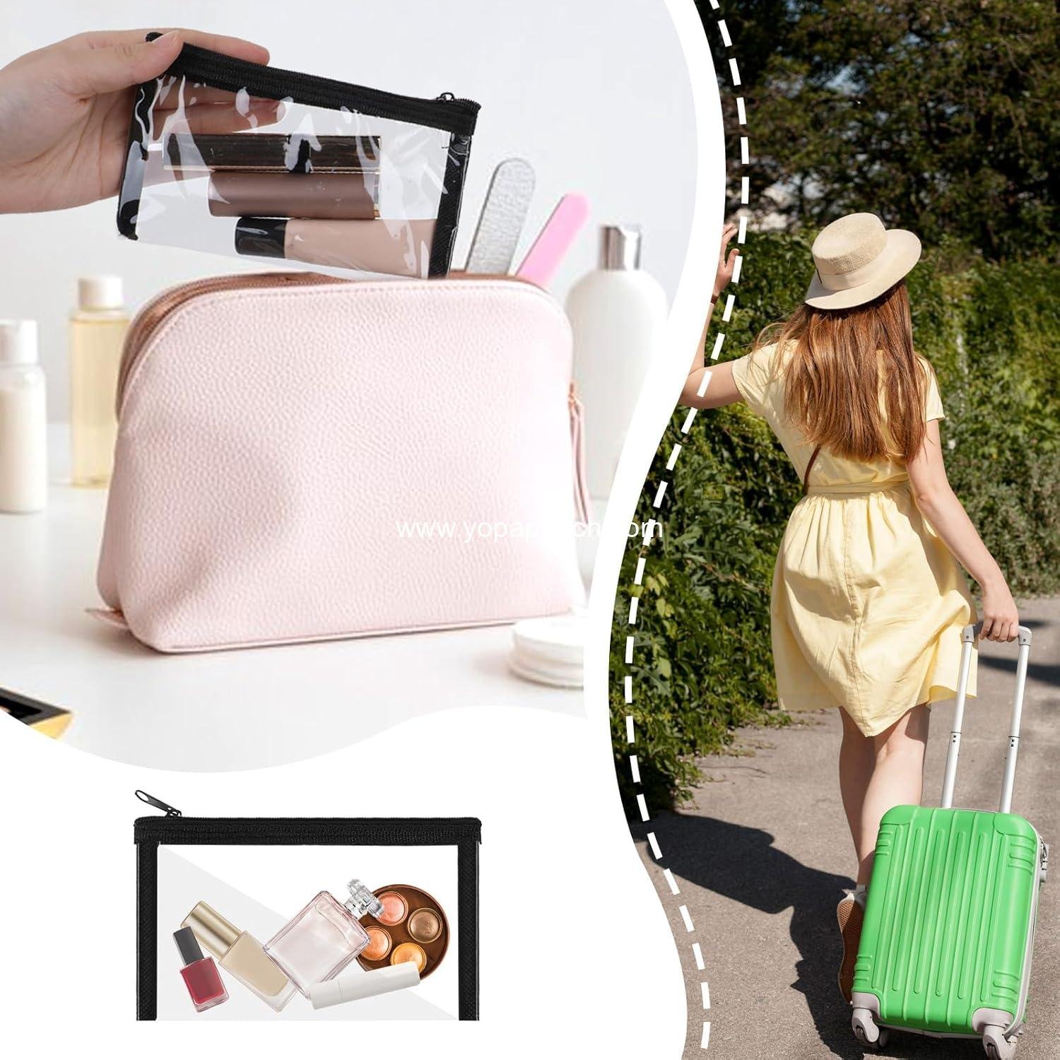 Wholesale 5 Pcs Small Clear Makeup Pouches Waterproof Cosmetic Bags with Zipper Portable Travel Organizer Kit for Purse Lipstick Bathroom Vacation Organizing (Black) Supplier