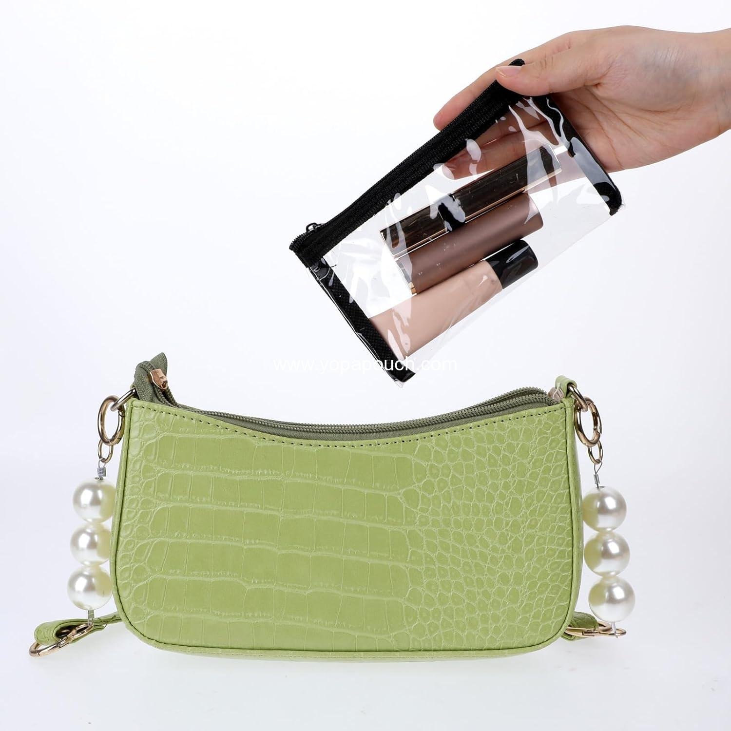 Wholesale 5 Pcs Small Clear Makeup Pouches Waterproof Cosmetic Bags with Zipper Portable Travel Organizer Kit for Purse Lipstick Bathroom Vacation Organizing (Black) Supplier