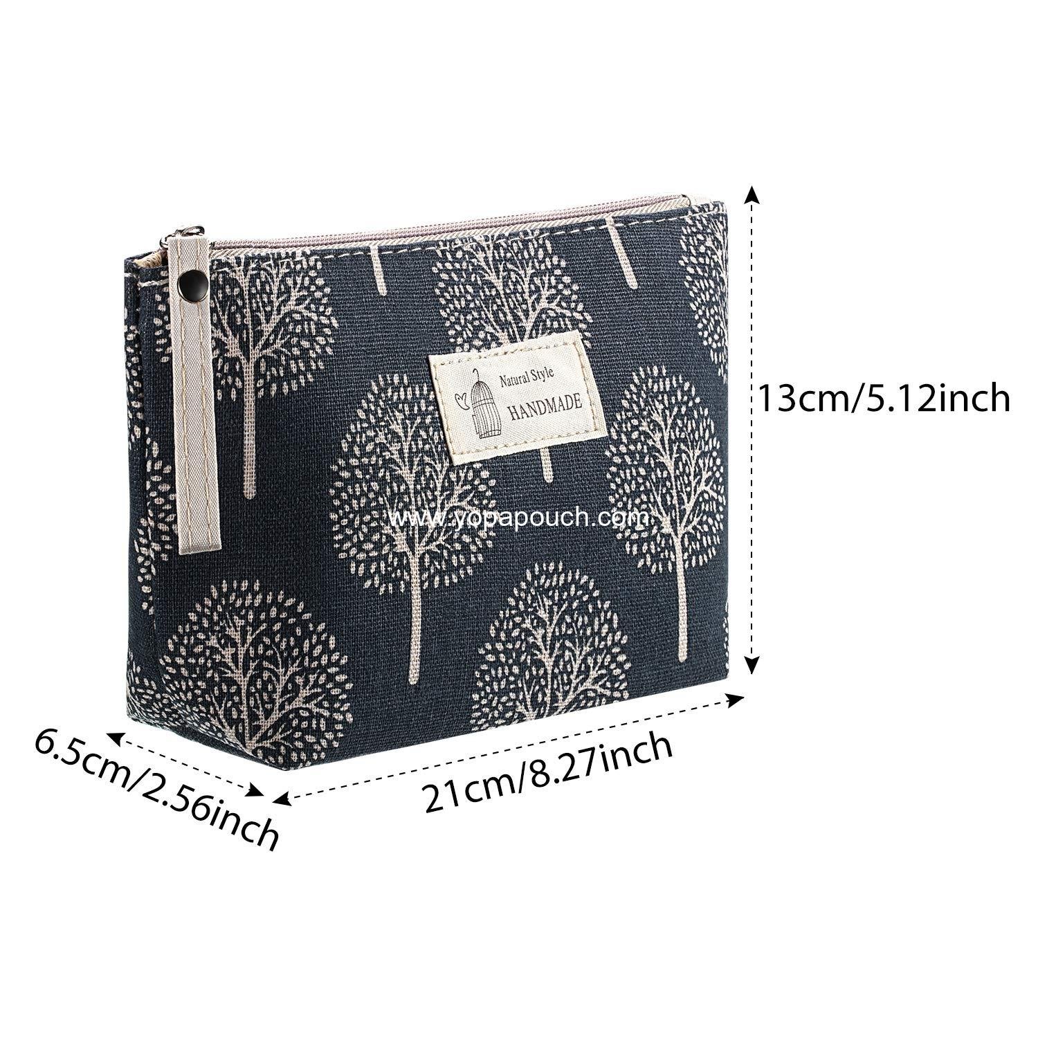 OEM 4 Pieces Canvas Cosmetic Bags Set - Printed Makeup Bags with Zipper, Multi-Functional Travel Pouches for Women and Girls, 4 Unique Styles (Whale, Bear, Tree, Leaf) - Ideal for Toiletry and Vacation Use, Supplier