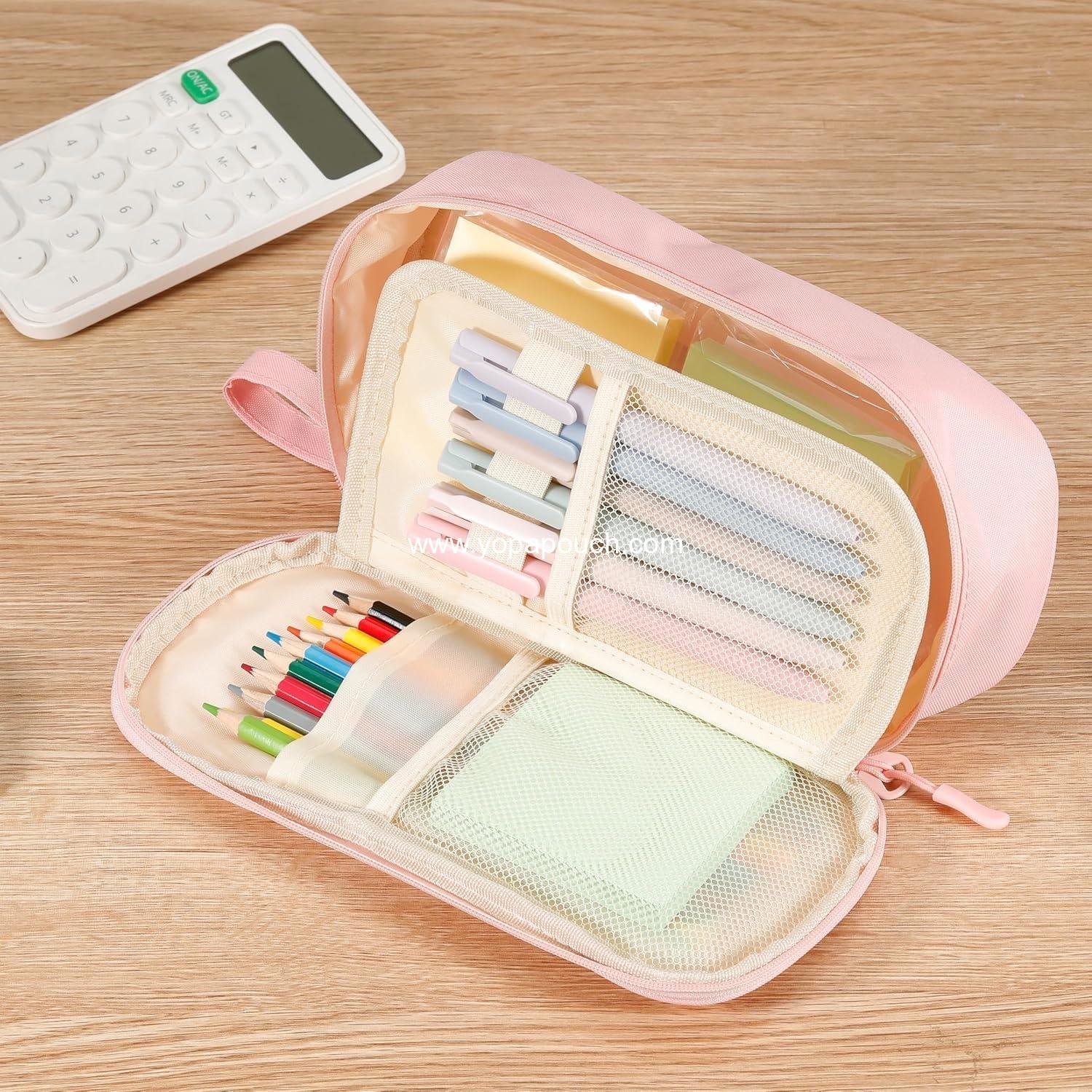 Wholesale Large Pencil Case Big Capacity Pen Pouch for Office College School Stationery for Teens and Adults, Green Manufacturer