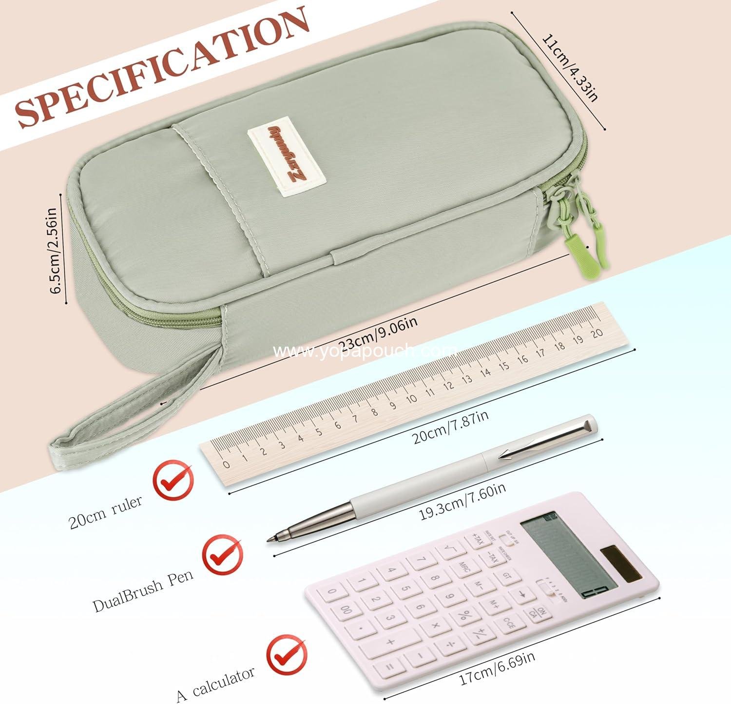 Wholesale Large Pencil Case Big Capacity Pen Pouch for Office College School Stationery for Teens and Adults, Green Manufacturer